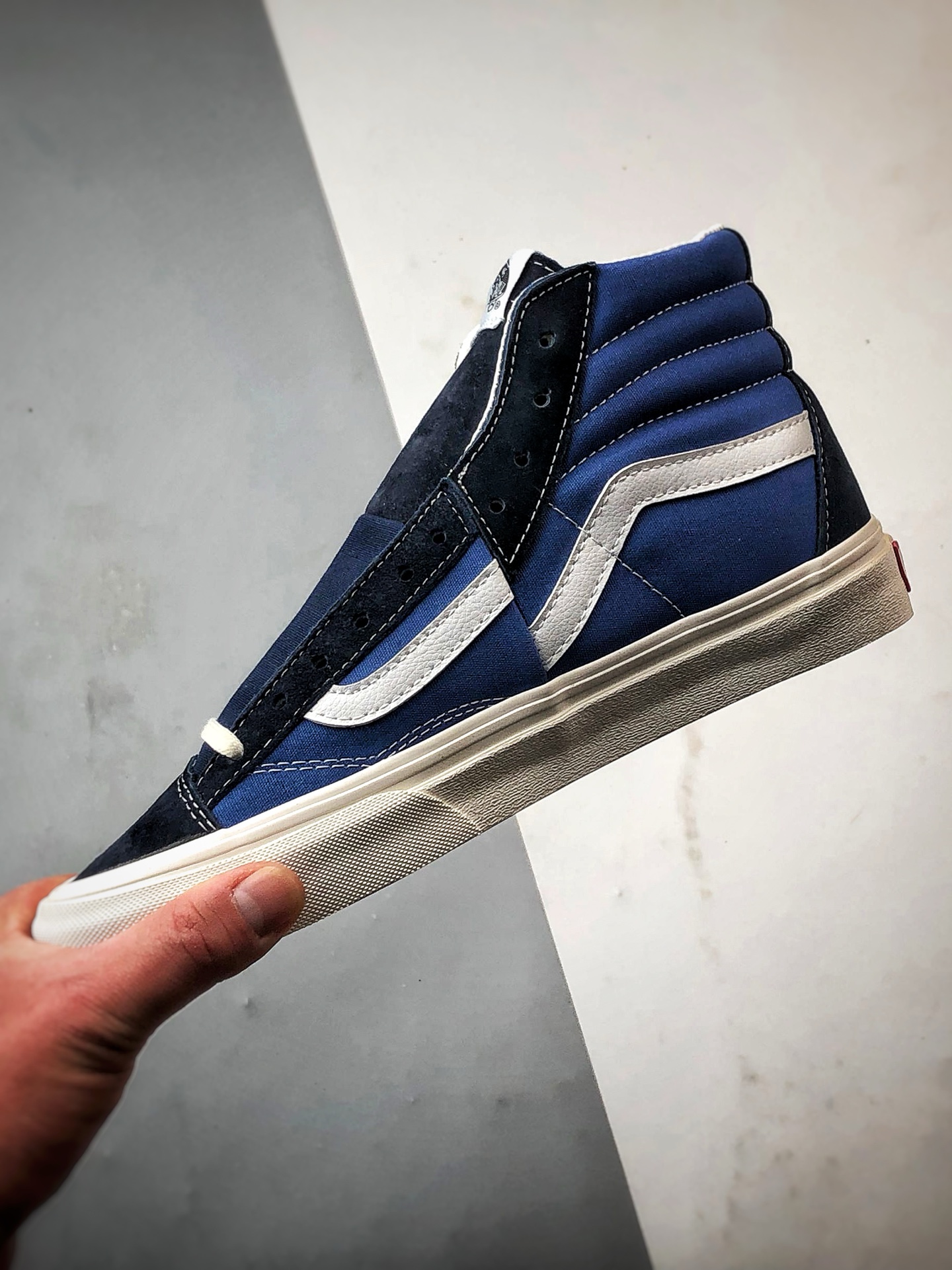 Vans Clash The Wall 海军蓝 万斯官方 经典解构高帮休闲帆布板鞋 VN000CNKBA2