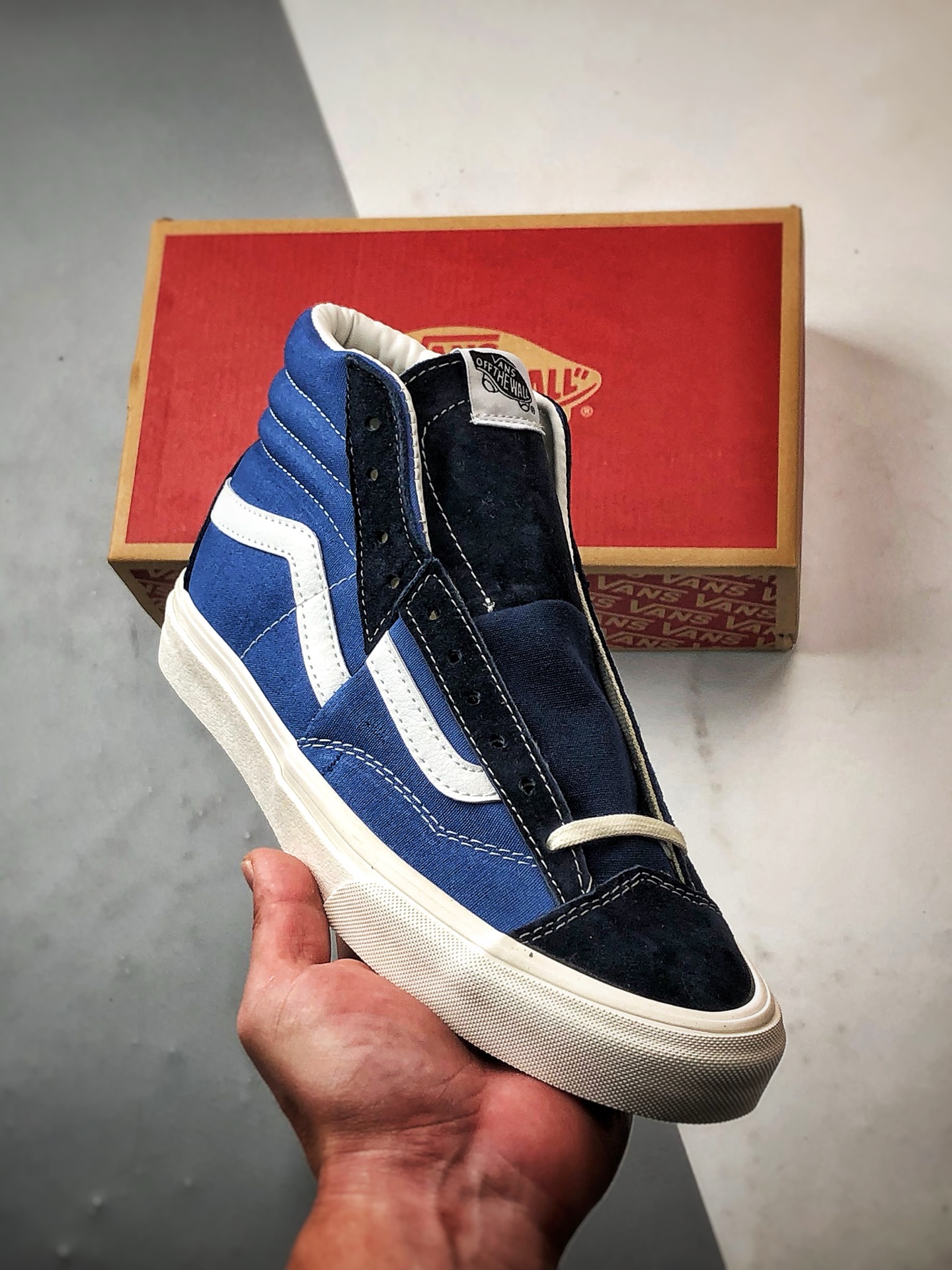 Vans Clash The Wall 海军蓝 万斯官方 经典解构高帮休闲帆布板鞋 VN000CNKBA2