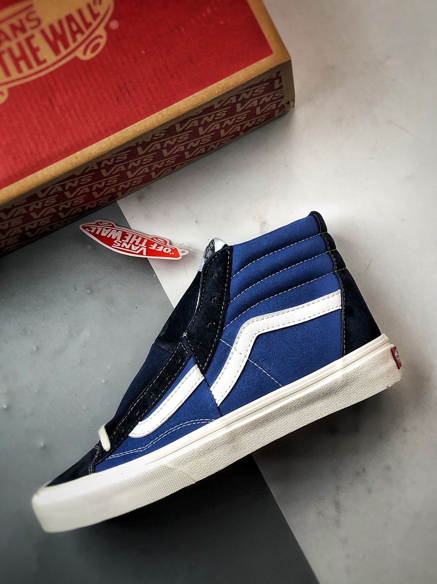 Vans Clash The Wall 海军蓝 万斯官方 经典解构高帮休闲帆布板鞋 VN000CNKBA2