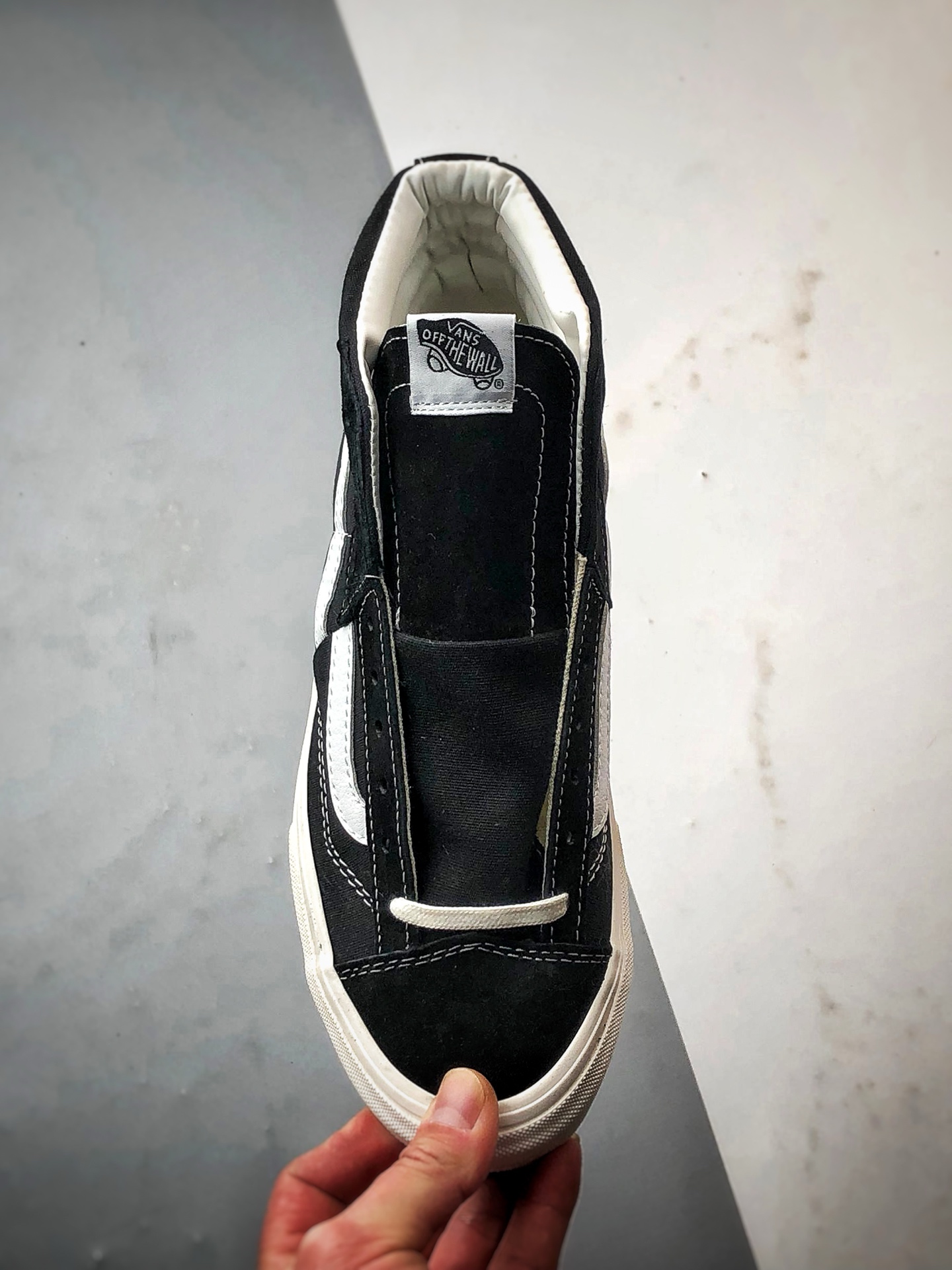 Vans Clash The Wall 黑白 万斯官方 经典解构高帮休闲帆布板鞋  VN000CNKSN0