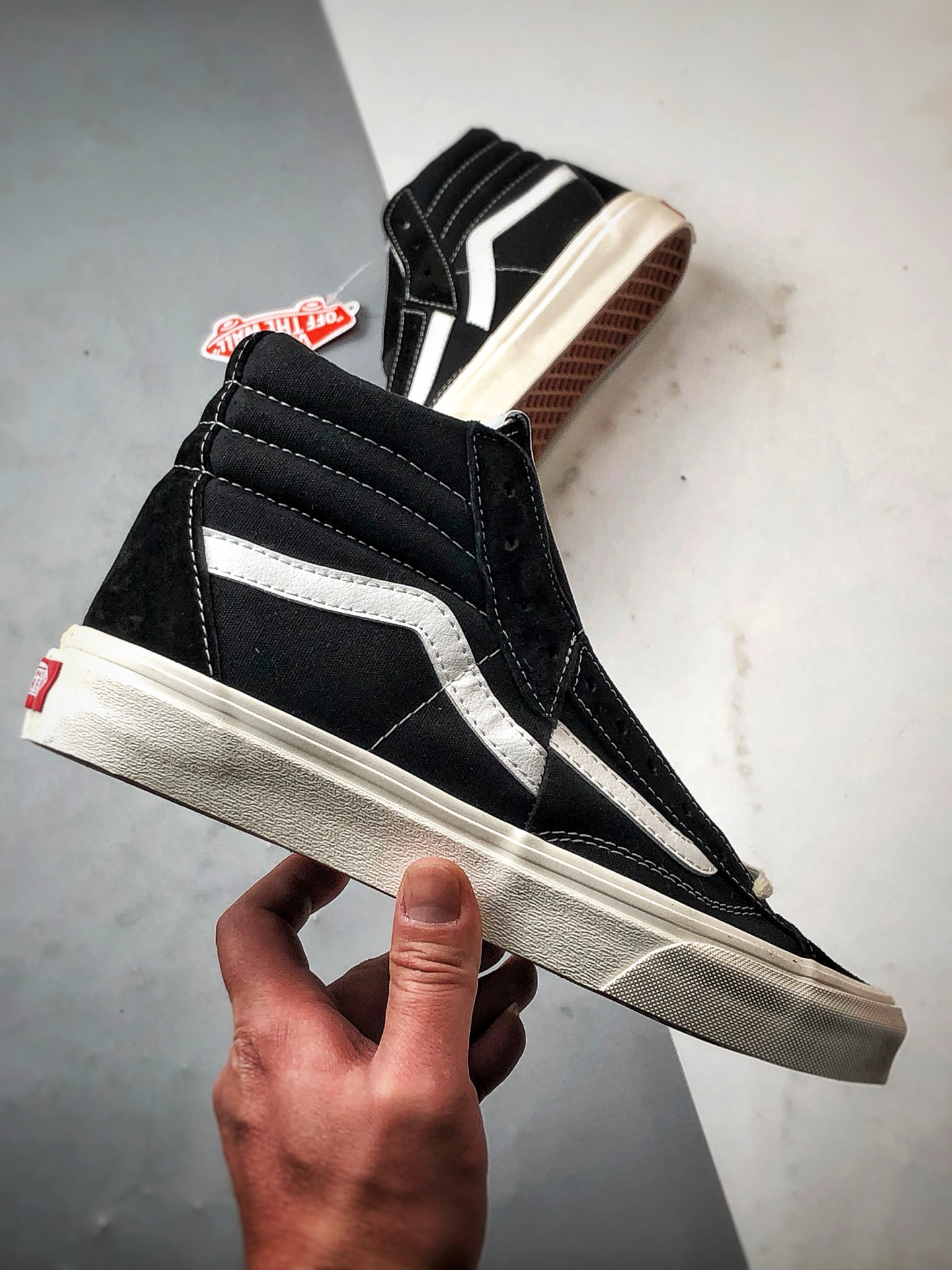 Vans Clash The Wall 黑白 万斯官方 经典解构高帮休闲帆布板鞋  VN000CNKSN0