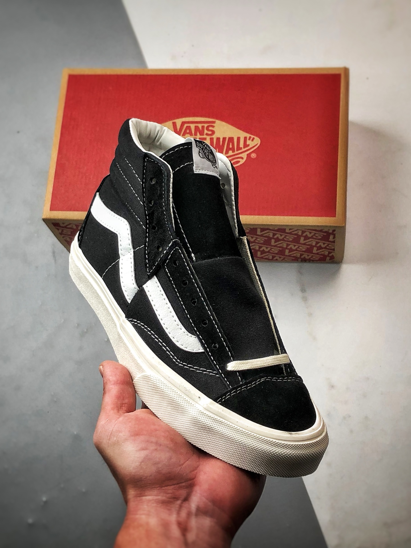 Vans Clash The Wall 黑白 万斯官方 经典解构高帮休闲帆布板鞋  VN000CNKSN0