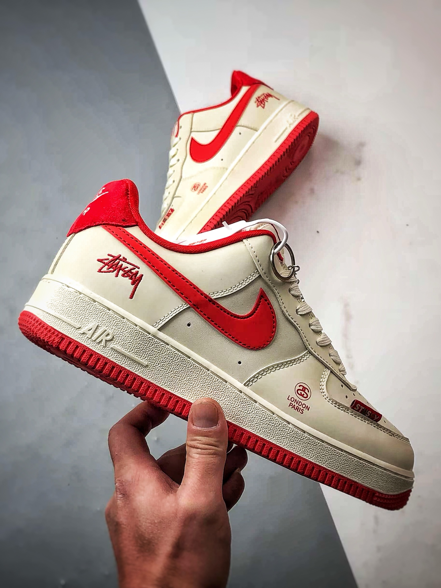 Stussy x Air Force 1 Low 米白红  DF0188-031
