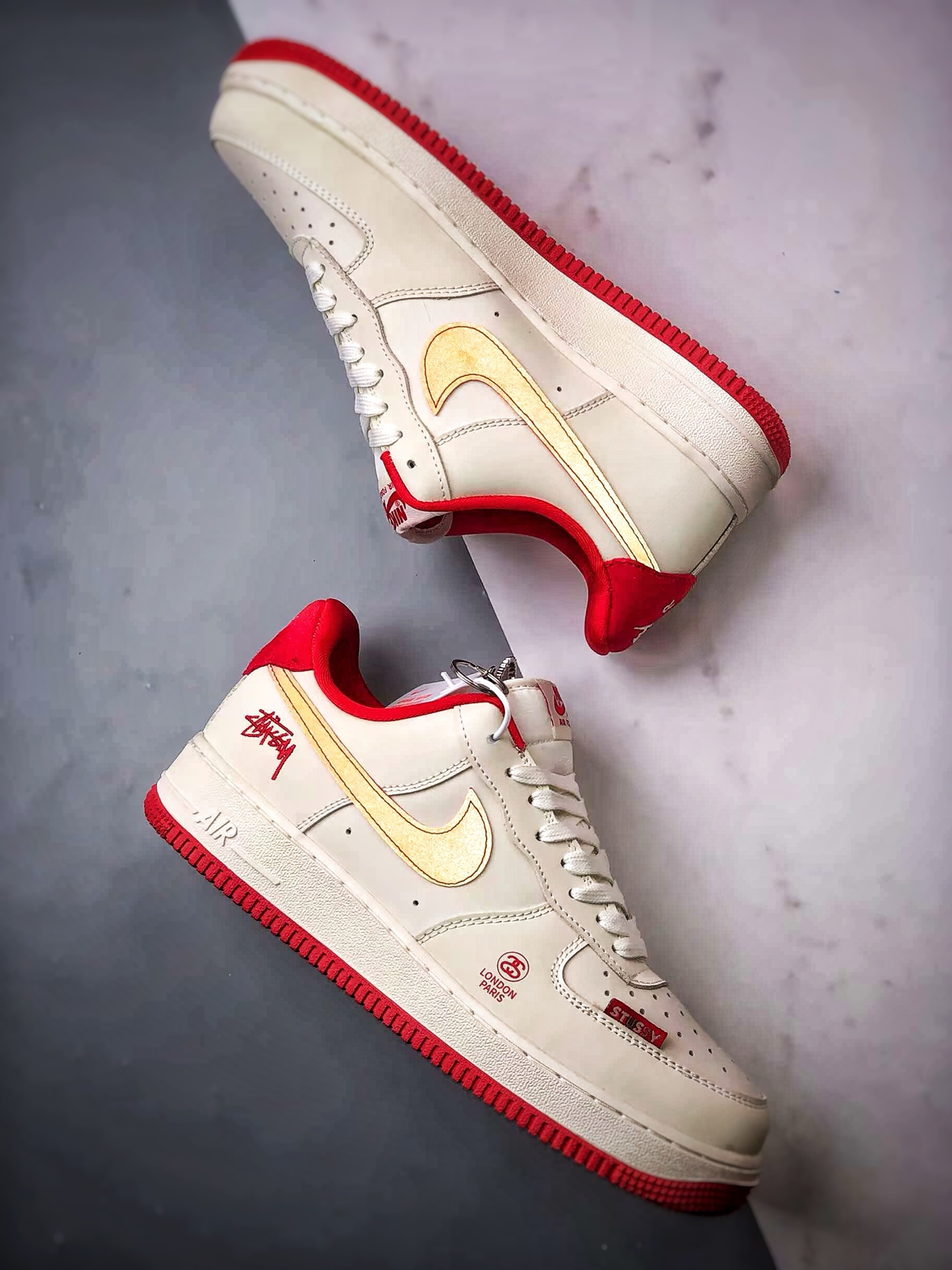 Stussy x Air Force 1 Low 米白红  DF0188-031
