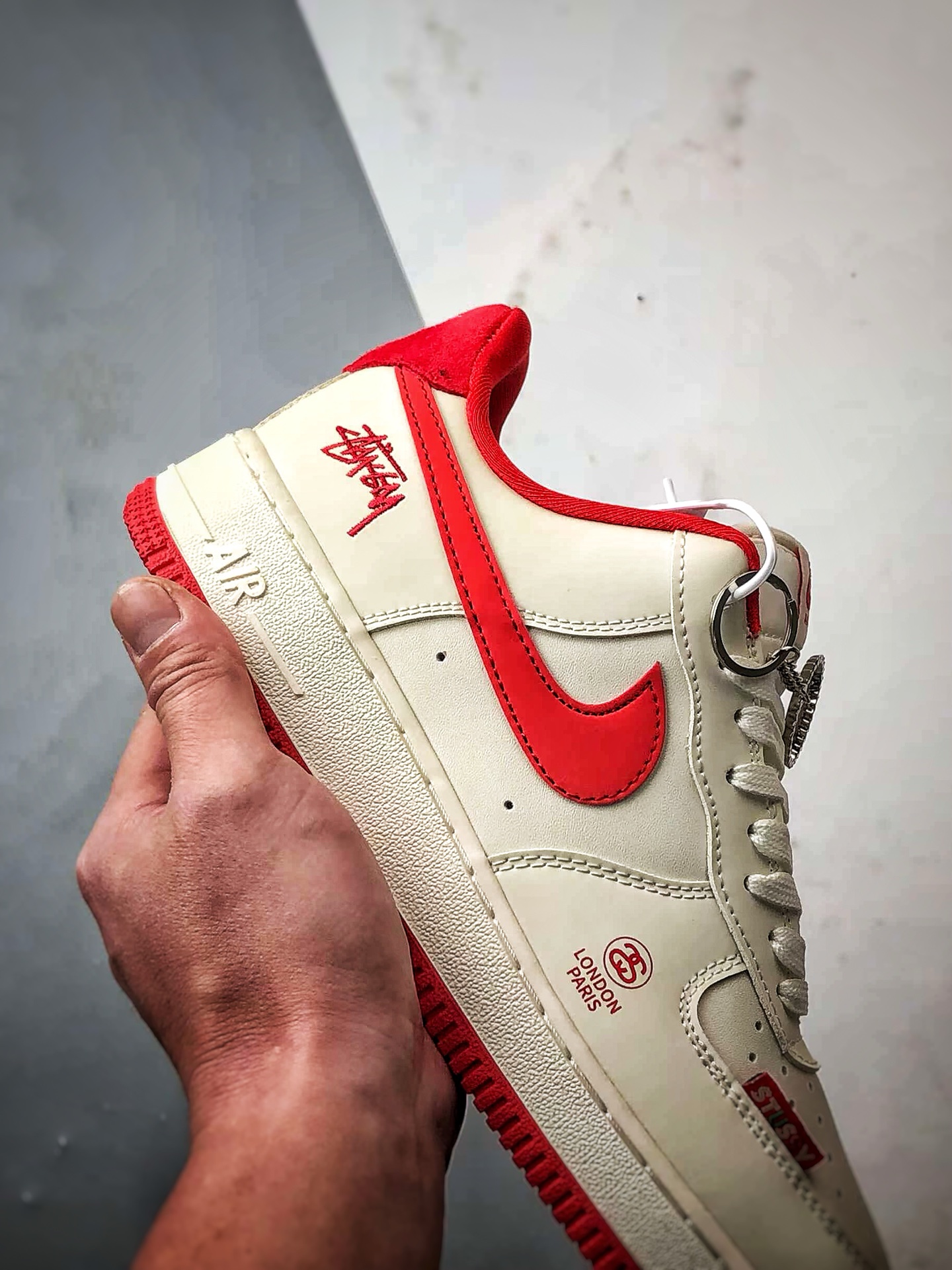 Stussy x Air Force 1 Low 米白红  DF0188-031