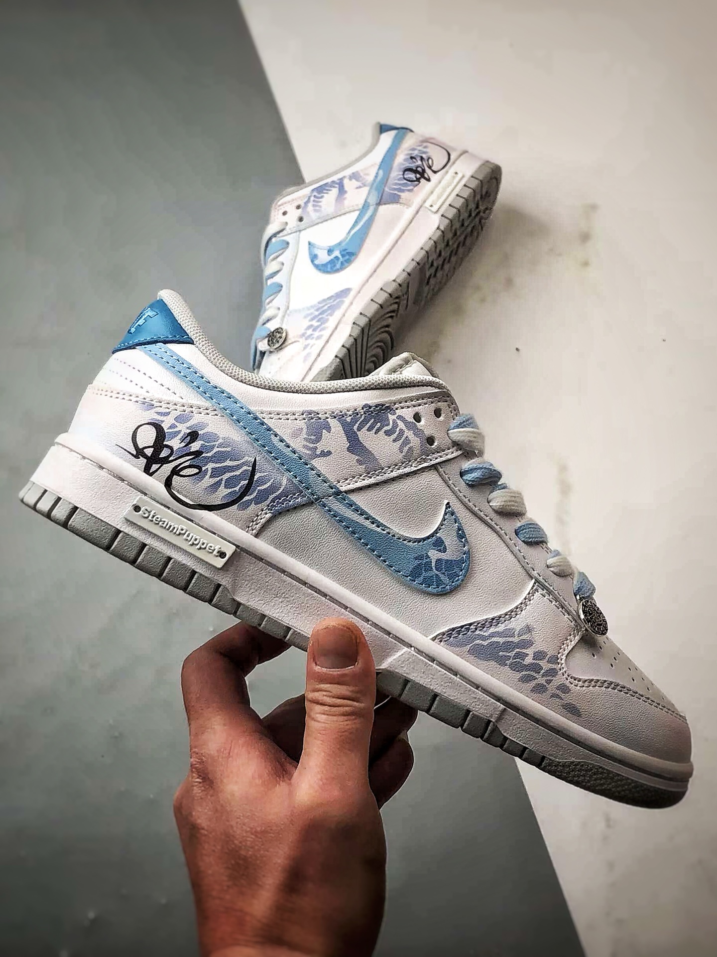 【定制球鞋】NK Dunk Retro CNY 蛇年 灵蛇之珠 白蓝 低帮休闲运动板鞋  DD1391-103