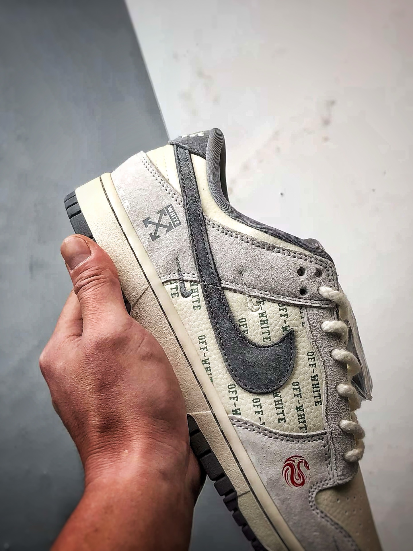 NK Dunk Low Retro ”DIY高端定制” OW弹幕印字米白灰 低帮休闲运动板鞋  YX5066-213