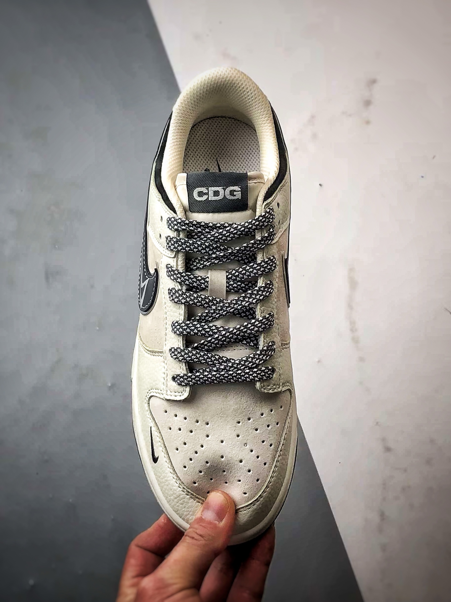 NK Dunk Low Retro ”DIY高端定制” 川久保玲米白深灰反光钩 低帮休闲运动板鞋 DJ2024-134