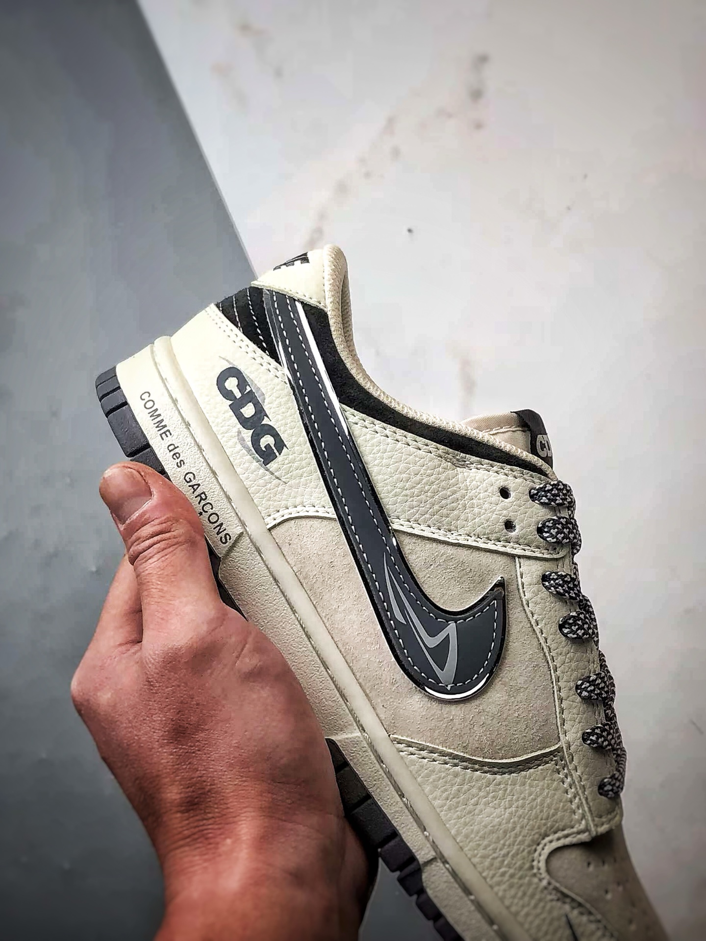 NK Dunk Low Retro ”DIY高端定制” 川久保玲米白深灰反光钩 低帮休闲运动板鞋 DJ2024-134