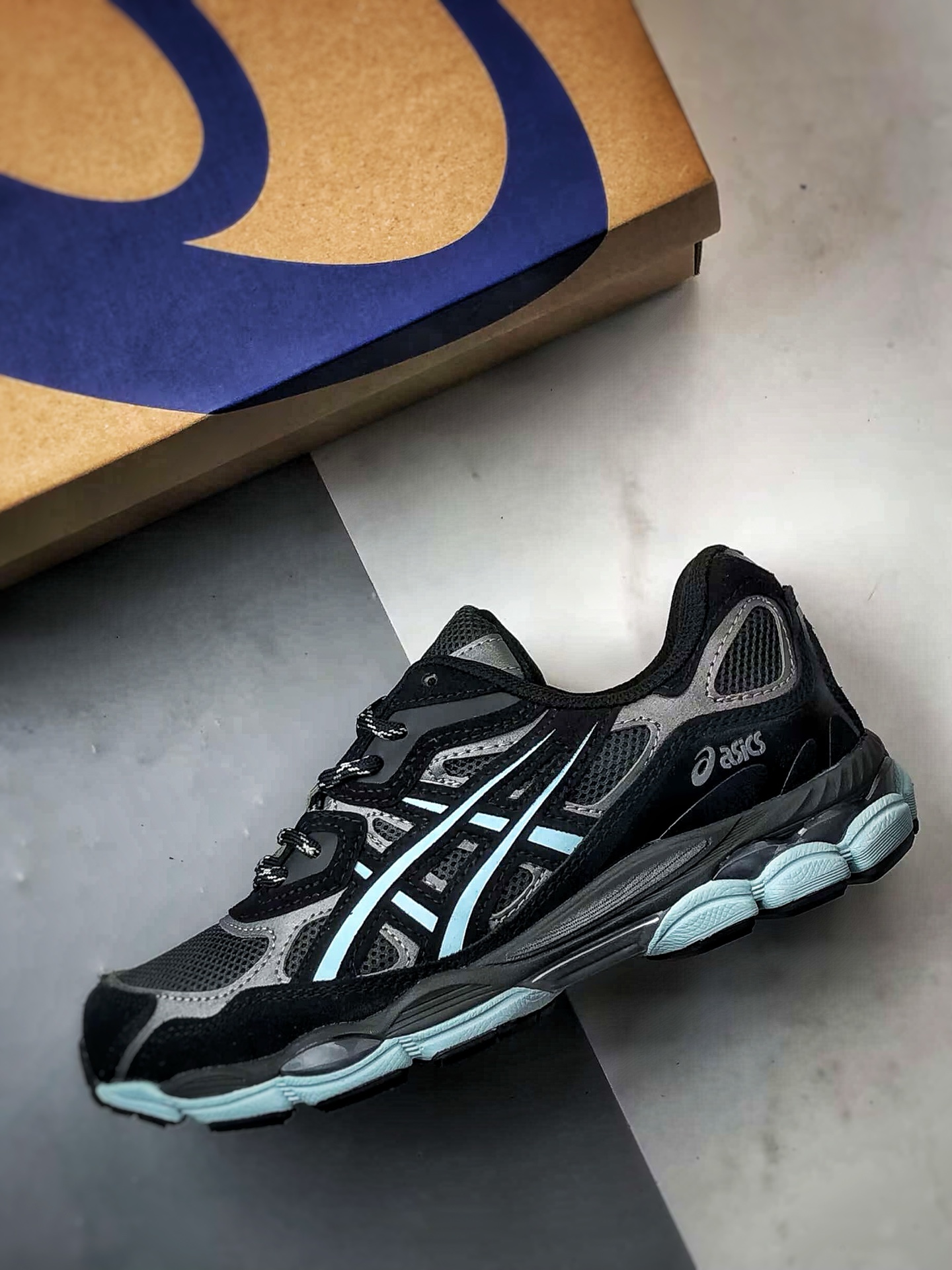Asics Gel-NYC 复古单品 黑蓝 亚瑟士新款厚底街头运动休闲鞋