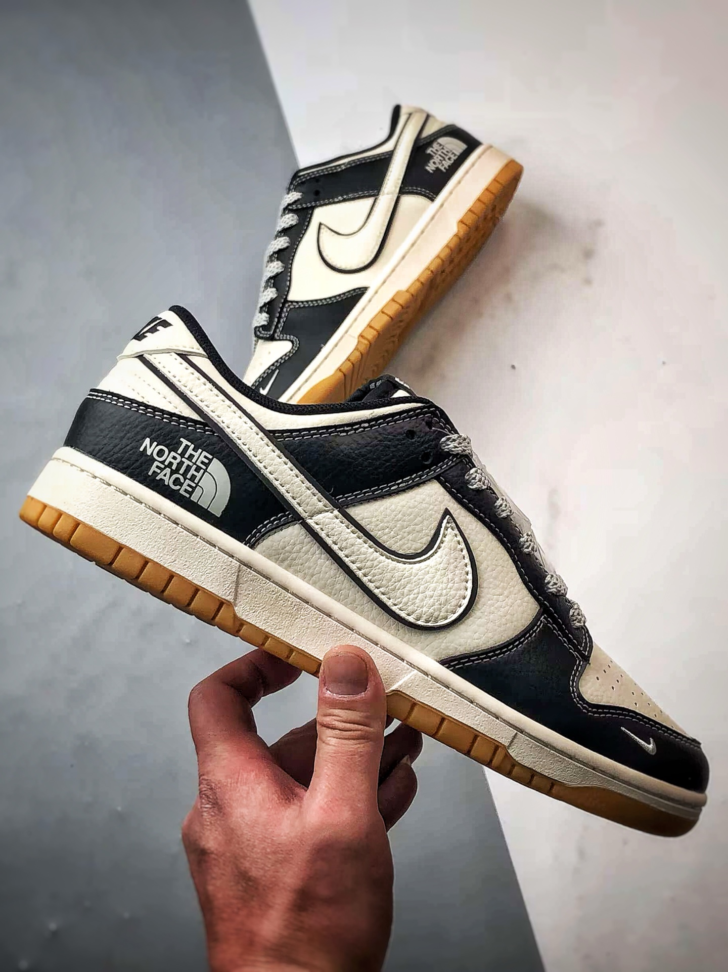 NK Dunk Low Retro ”DIY高端定制” 北面米白黑生胶底 低帮休闲运动板鞋  XX3168-119