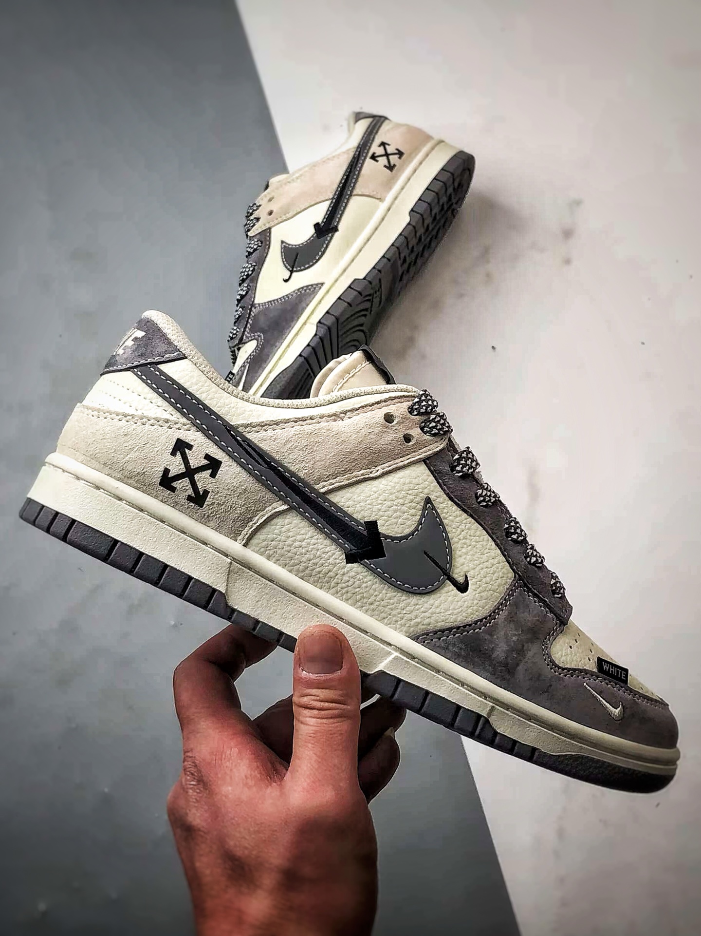 NK Dunk Low Retro ”DIY高端定制” OW米灰箭头反光钩 低帮休闲运动板鞋  DJ2024-133