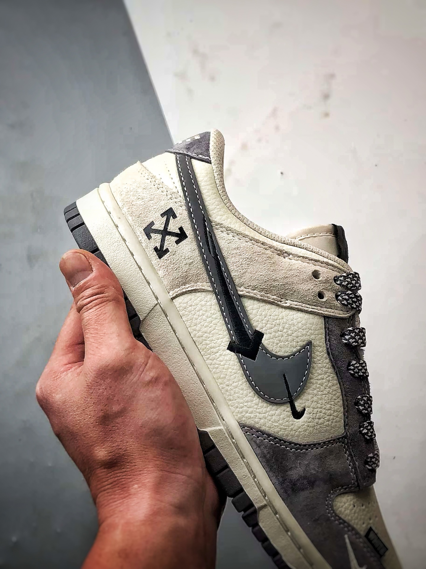 NK Dunk Low Retro ”DIY高端定制” OW米灰箭头反光钩 低帮休闲运动板鞋  DJ2024-133