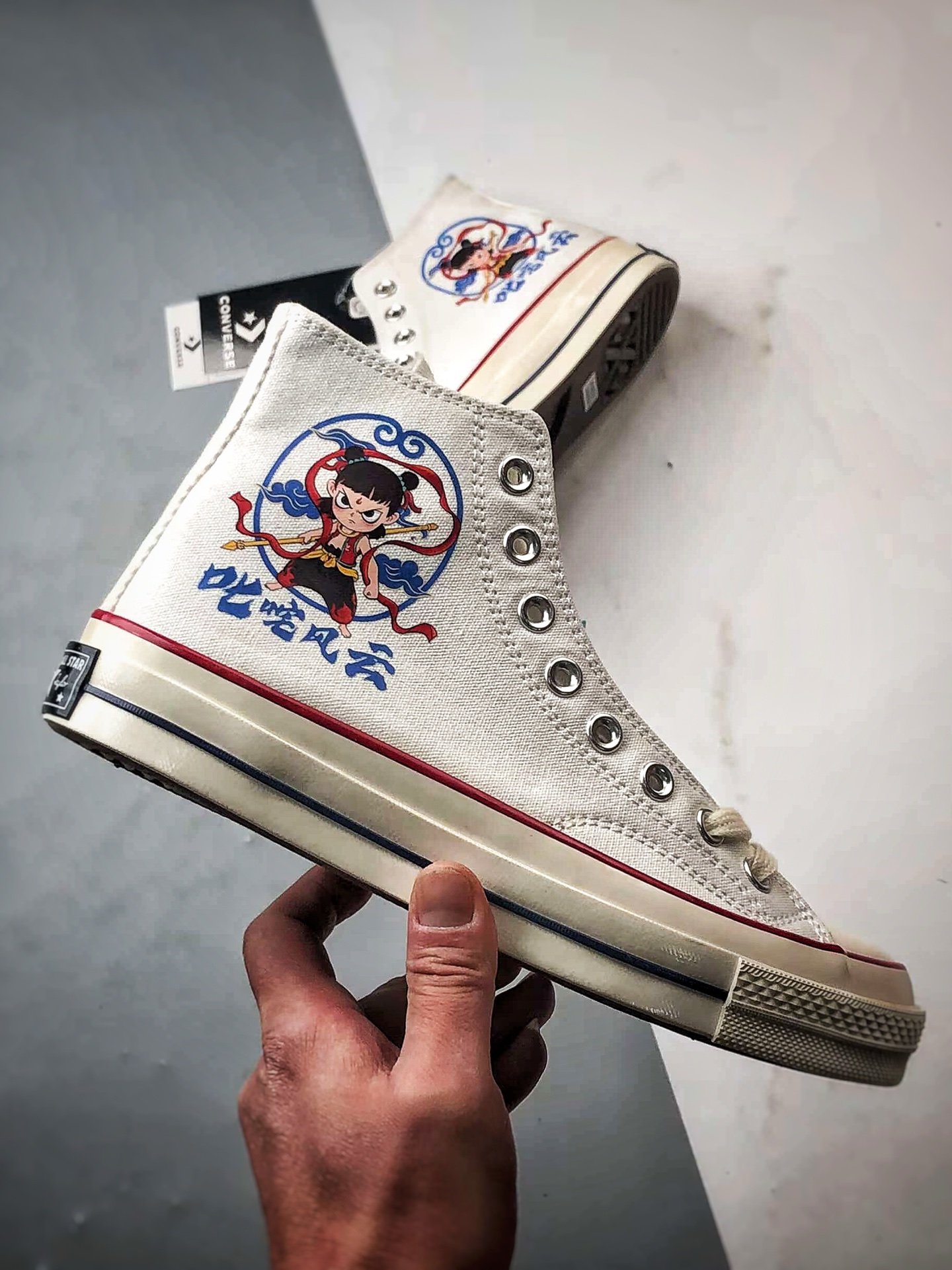 国漫之光 哪吒之魔童闹海 Converse 1970s 联名限定 白色 定制系列 运动休闲高帮帆布鞋