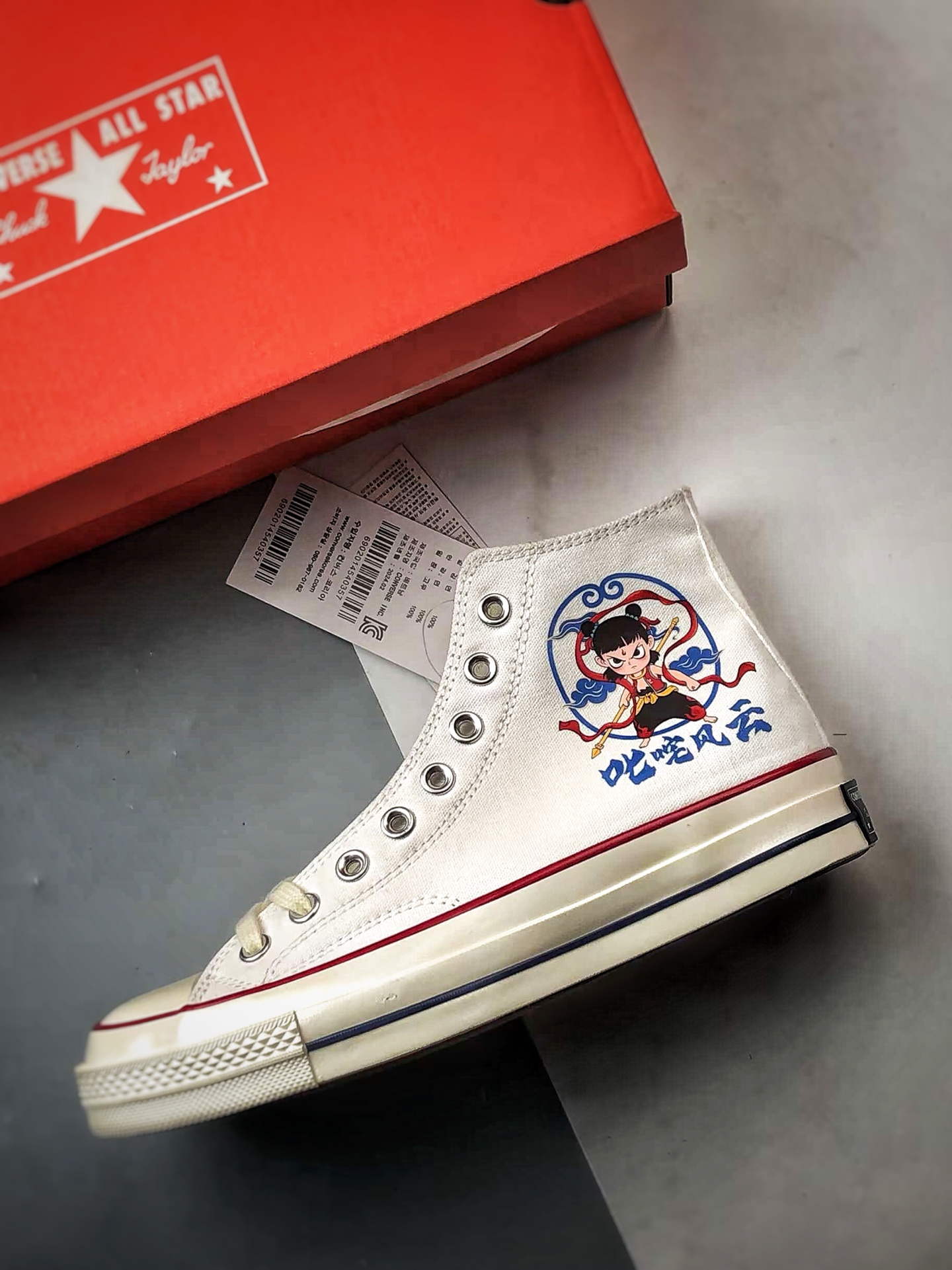 国漫之光 哪吒之魔童闹海 Converse 1970s 联名限定 白色 定制系列 运动休闲高帮帆布鞋