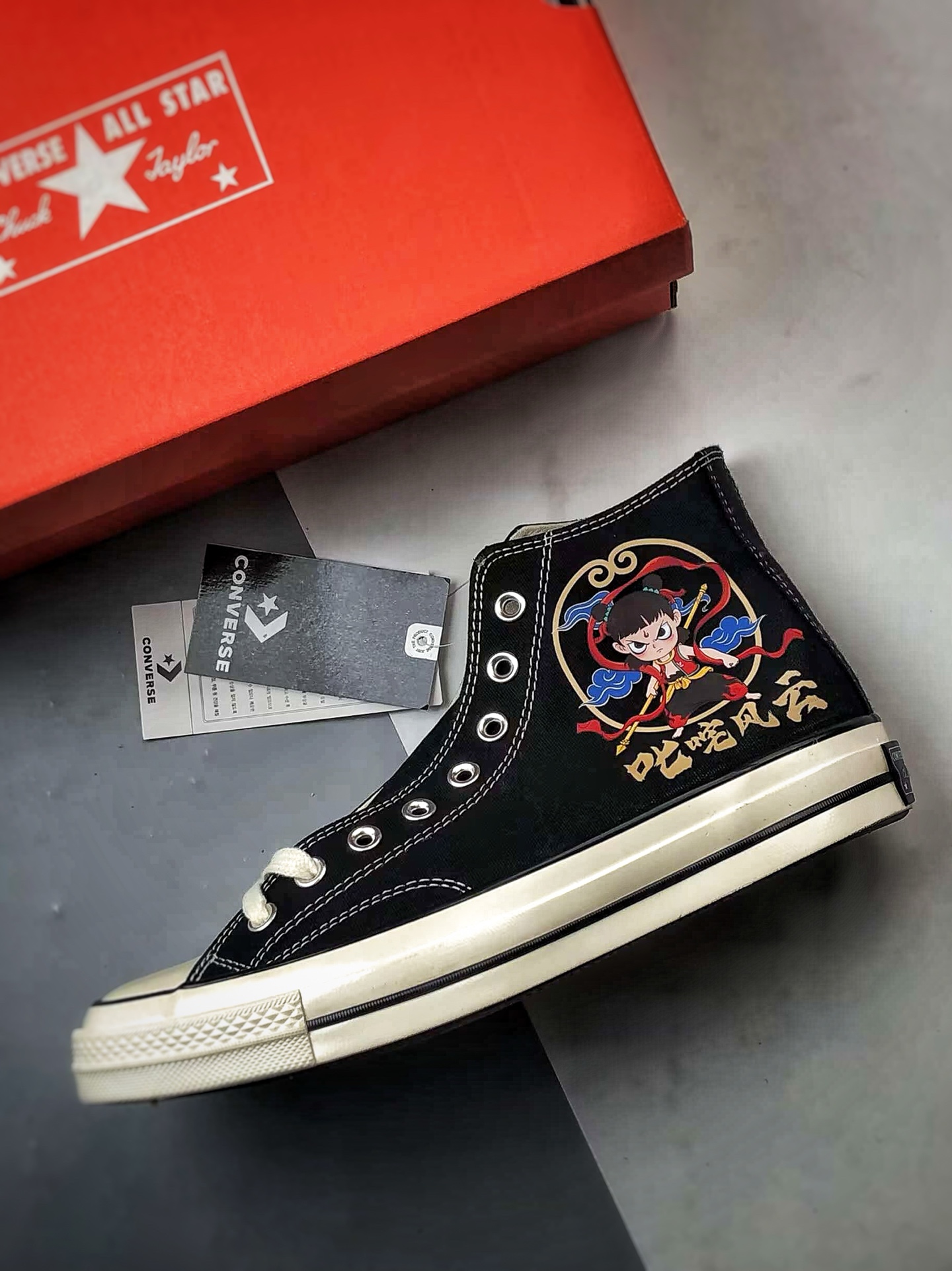 国漫之光 哪吒之魔童闹海 Converse 1970s 联名限定 黑色 定制系列 运动休闲高帮帆布鞋