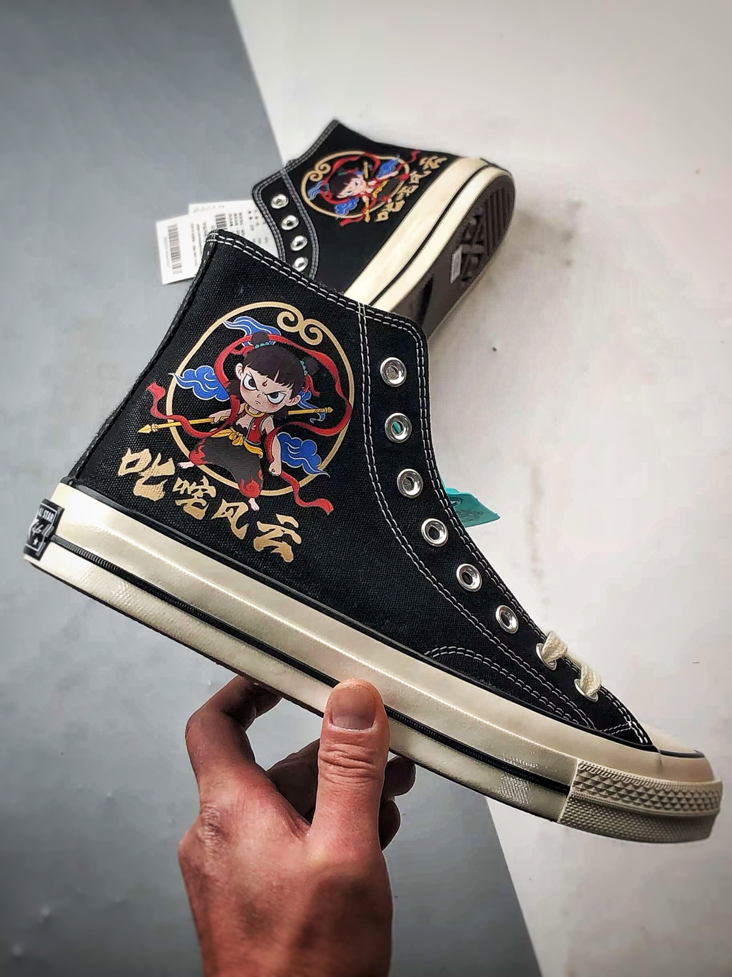 国漫之光 哪吒之魔童闹海 Converse 1970s 联名限定 黑色 定制系列 运动休闲高帮帆布鞋