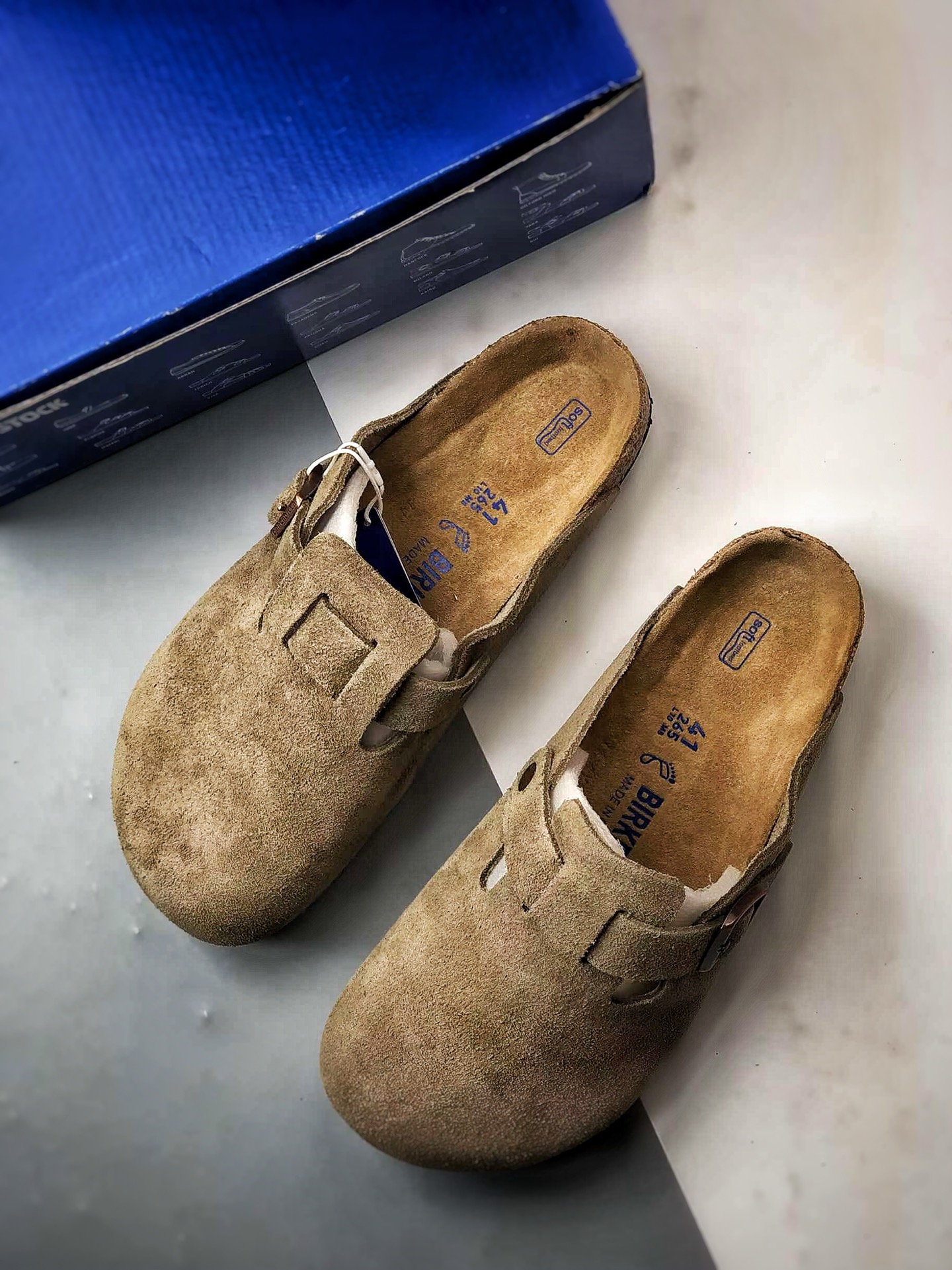Birkenstock Boston BS 灰色 博肯宽版休闲舒适搭扣包头拖鞋