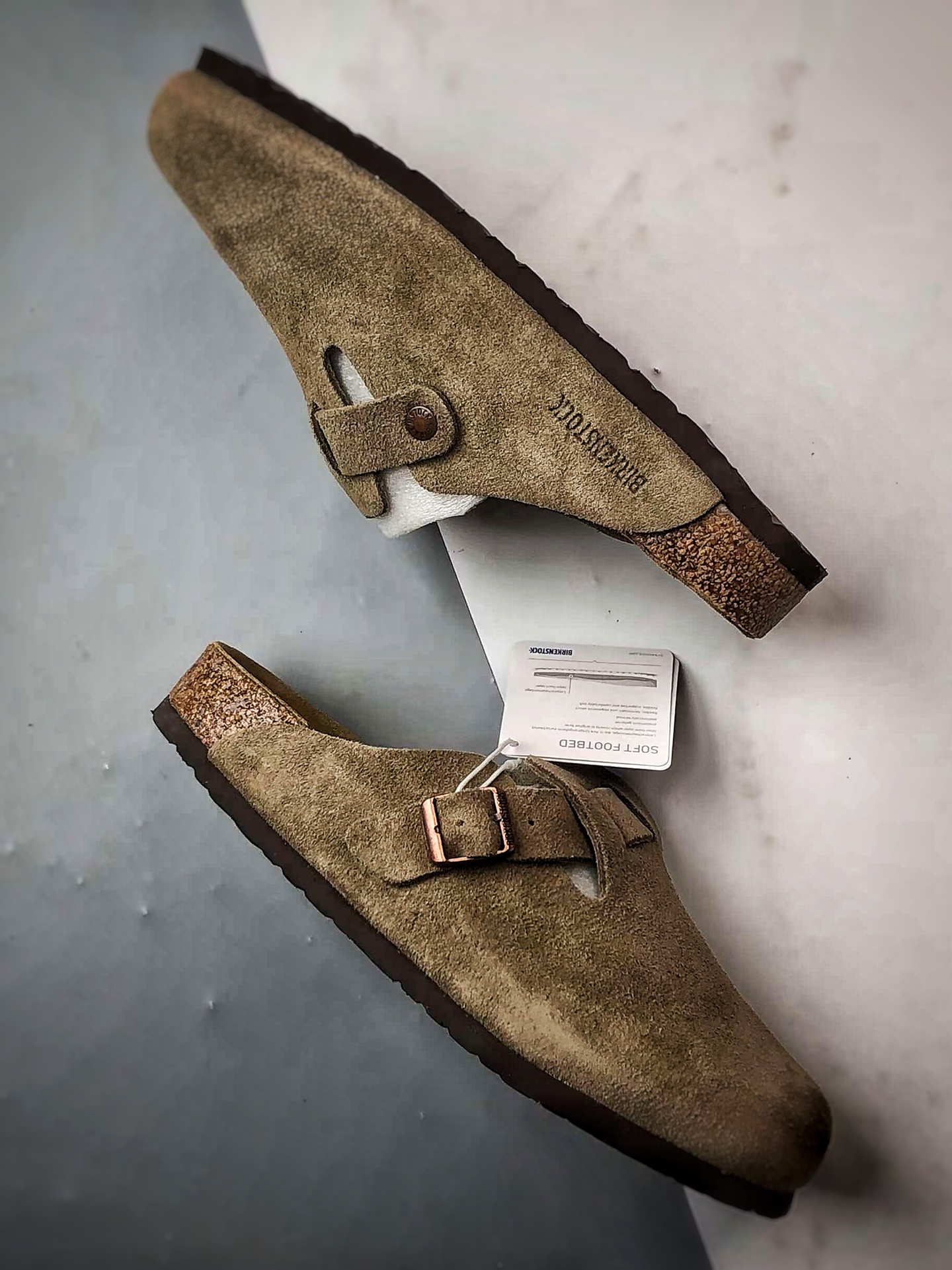 Birkenstock Boston BS 灰色 博肯宽版休闲舒适搭扣包头拖鞋