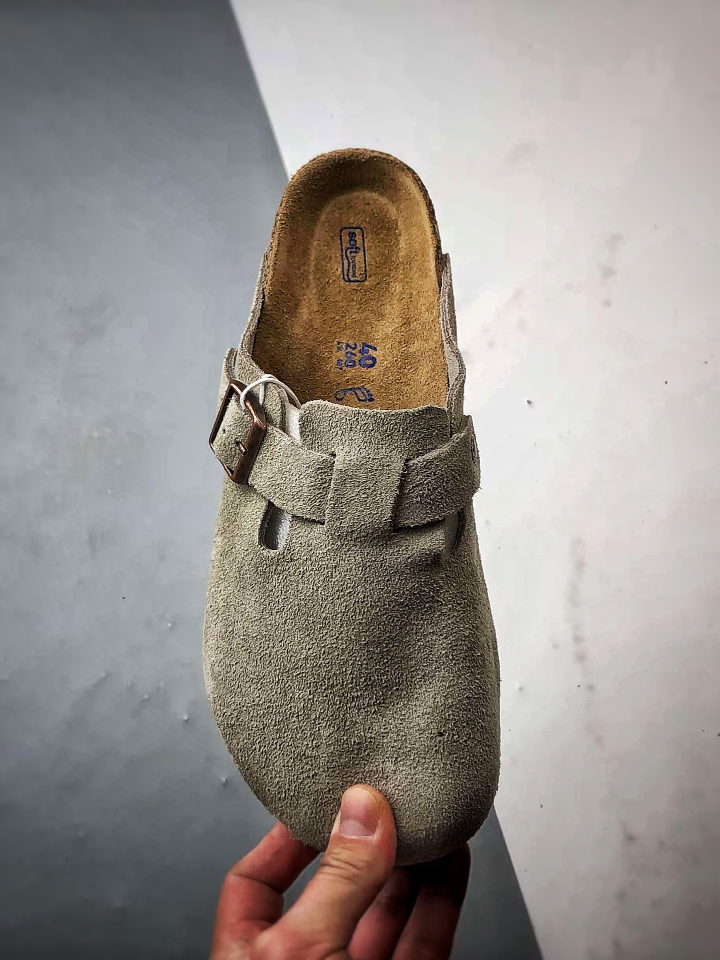 Birkenstock Boston BS 浅灰色 博肯宽版休闲舒适搭扣包头拖鞋
