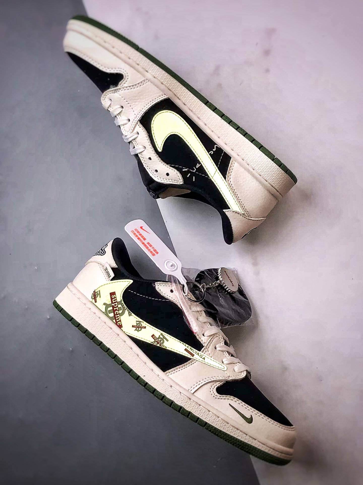 Air Jordan 1 Low OG ”高端定制” Sup米黑绿倒钩  XS2024-026