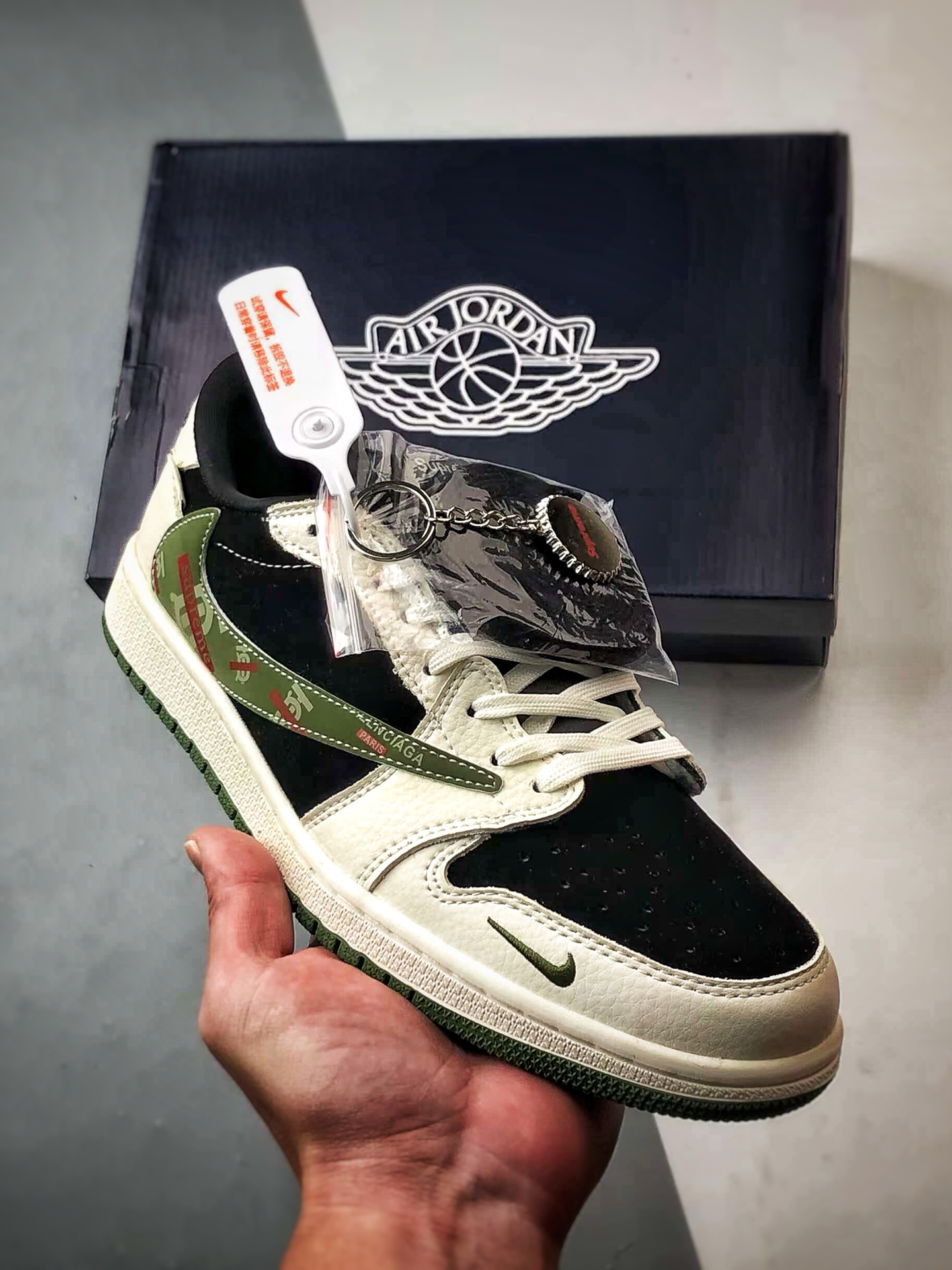 Air Jordan 1 Low OG ”高端定制” Sup米黑绿倒钩  XS2024-026