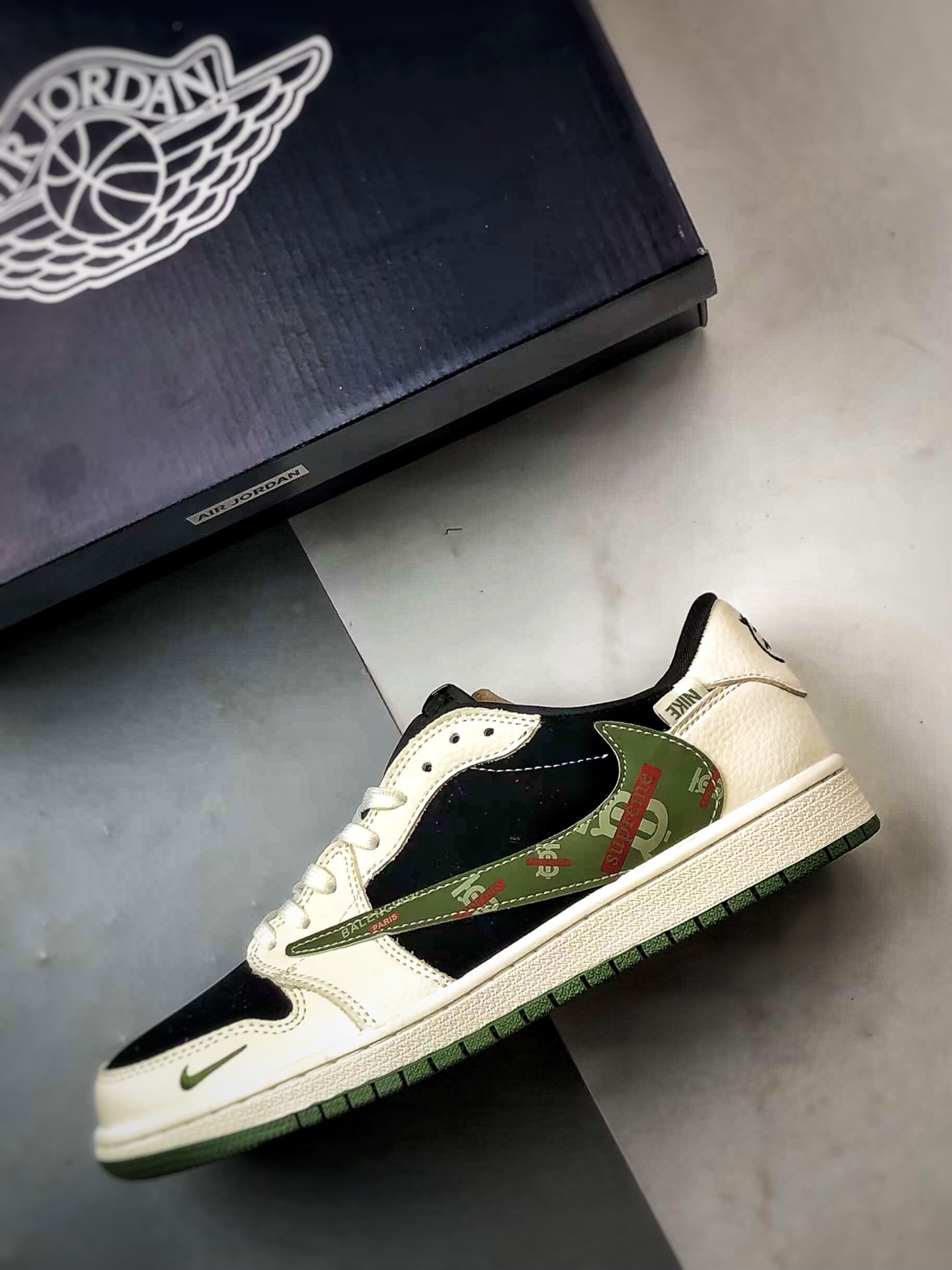 Air Jordan 1 Low OG ”高端定制” Sup米黑绿倒钩  XS2024-026