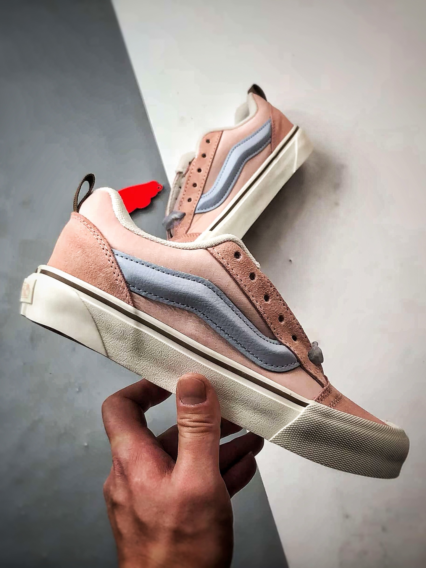140 Vans Knu Skool 丝绸粉紫 万斯官方 复古休闲低帮面包鞋  肥胖版立体大Logo 男女同款  VN000D75F94
