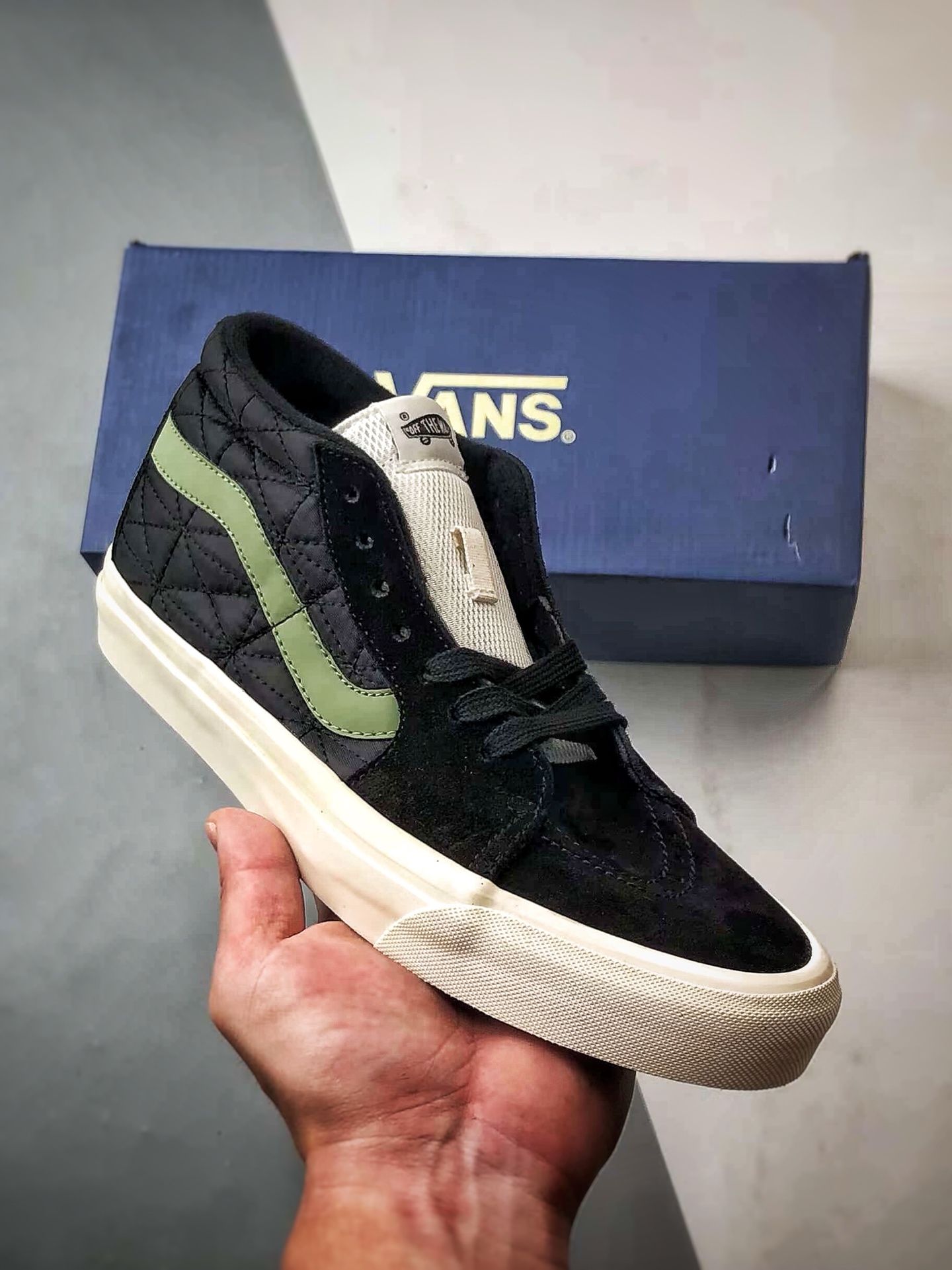 170 Vans Premium Sk8-Mid 黑绿 万斯官方 复古休闲中帮滑板鞋 VN000CQQBLK