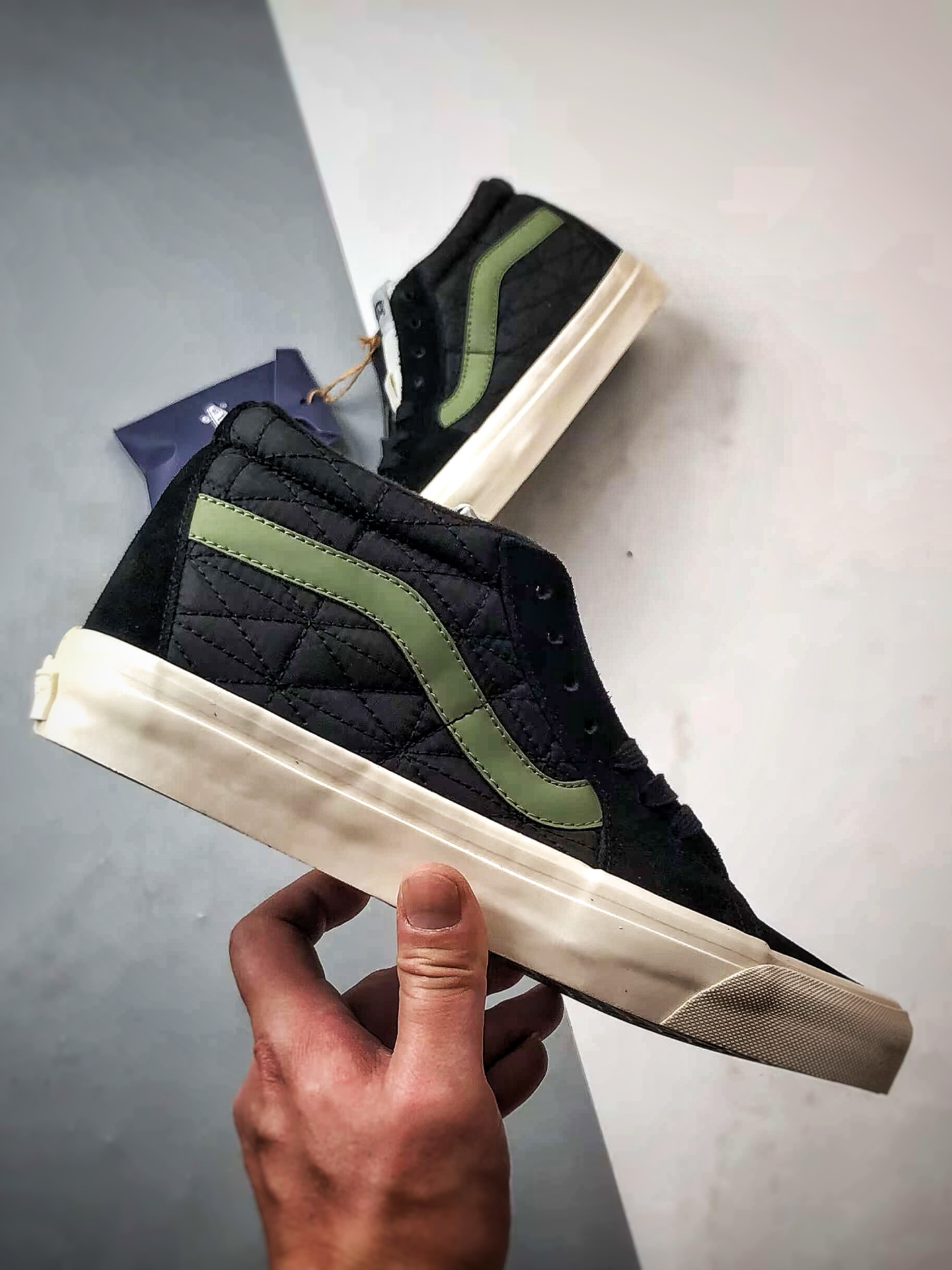 170 Vans Premium Sk8-Mid 黑绿 万斯官方 复古休闲中帮滑板鞋 VN000CQQBLK