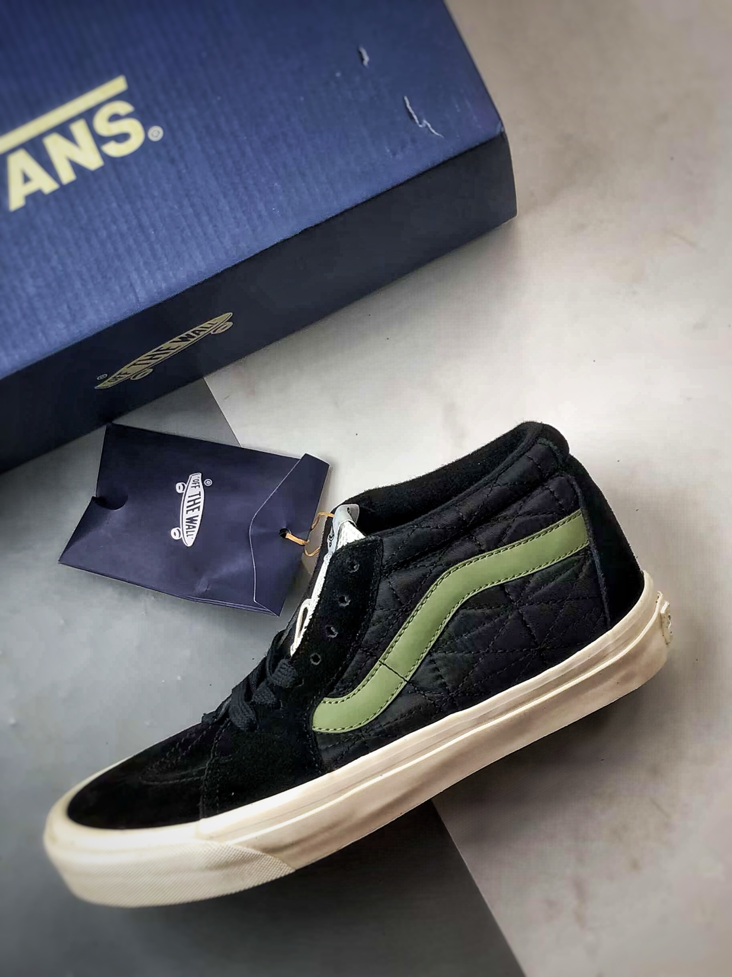 170 Vans Premium Sk8-Mid 黑绿 万斯官方 复古休闲中帮滑板鞋 VN000CQQBLK