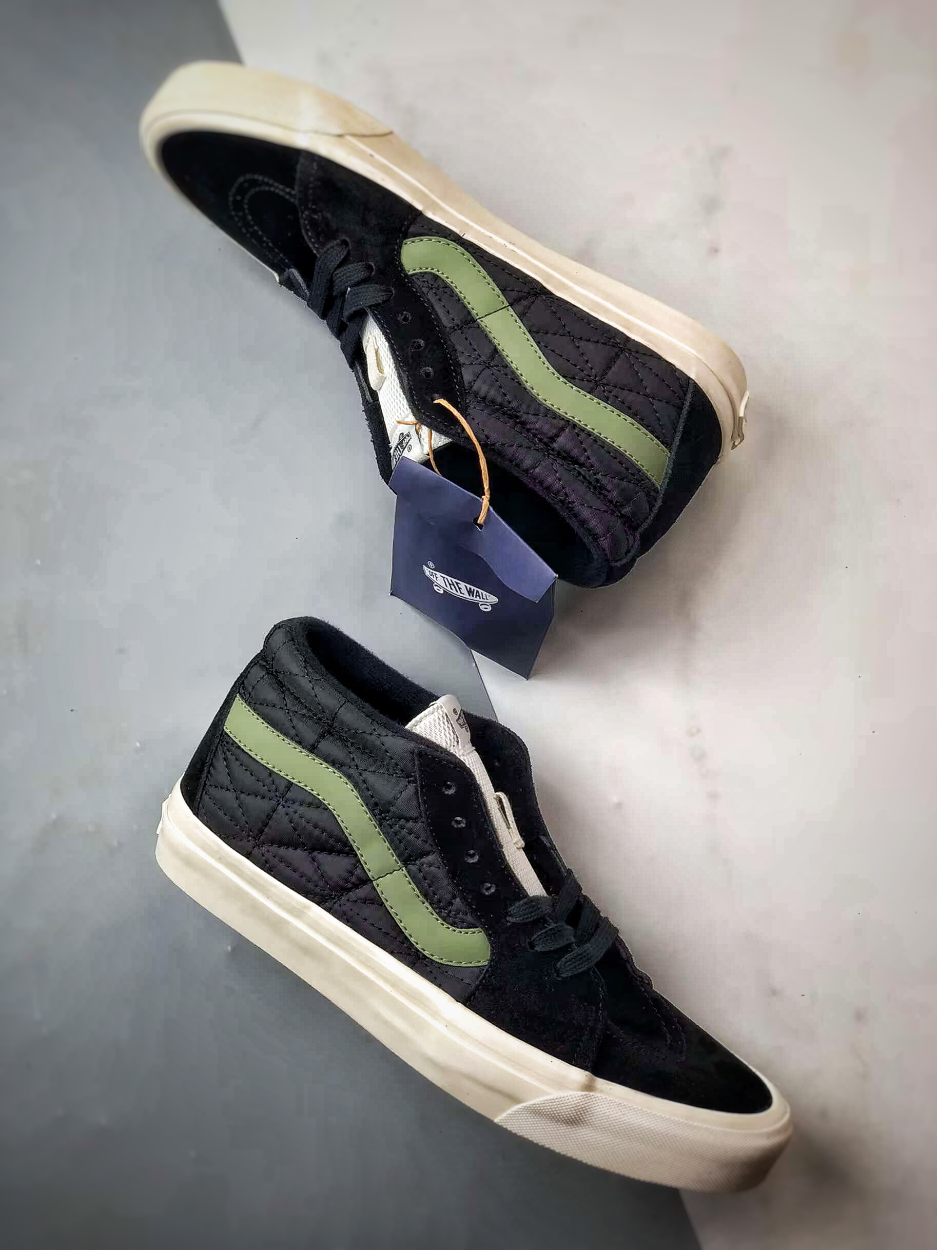 170 Vans Premium Sk8-Mid 黑绿 万斯官方 复古休闲中帮滑板鞋 VN000CQQBLK