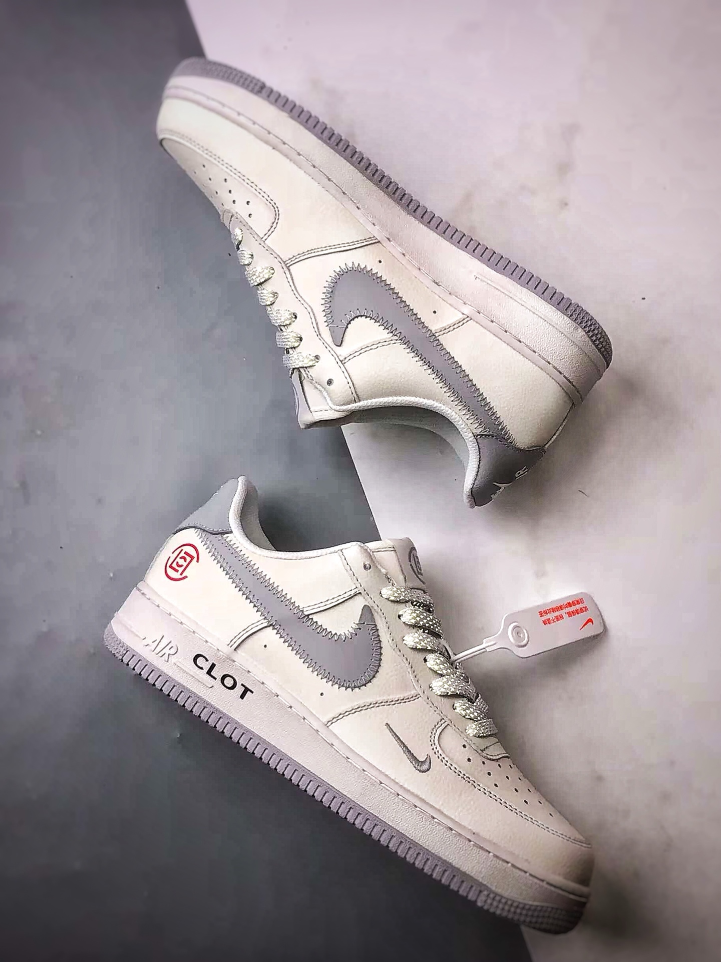 280 Clot x Air Force 1 Low 米白灰缝线钩   GX-030609
