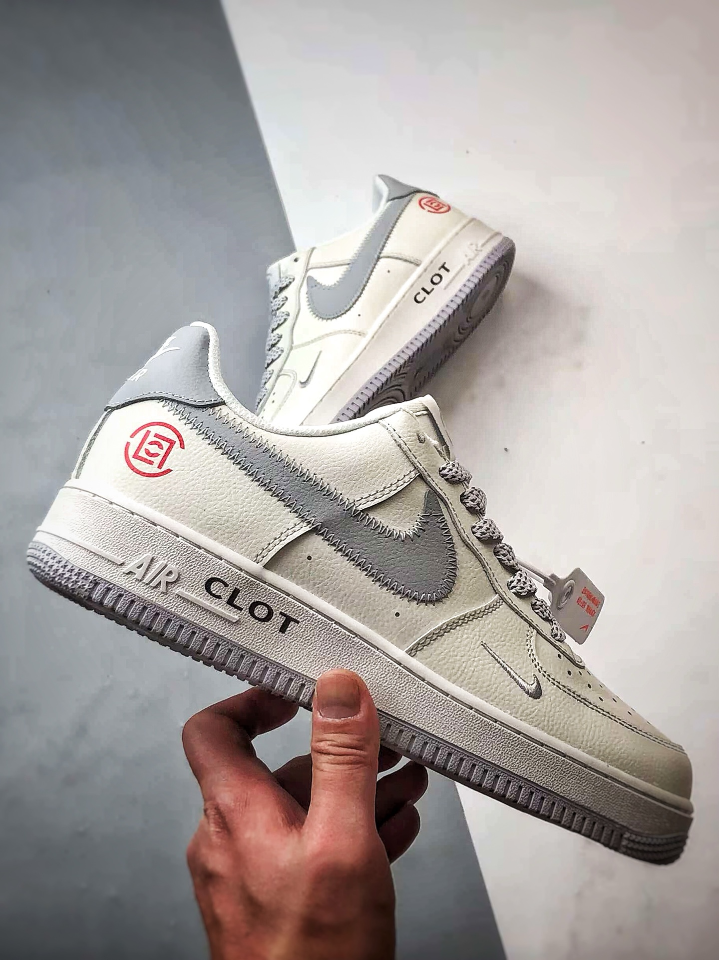 280 Clot x Air Force 1 Low 米白灰缝线钩   GX-030609