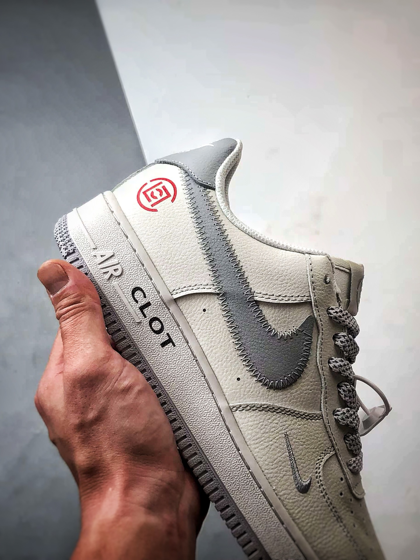 280 Clot x Air Force 1 Low 米白灰缝线钩   GX-030609