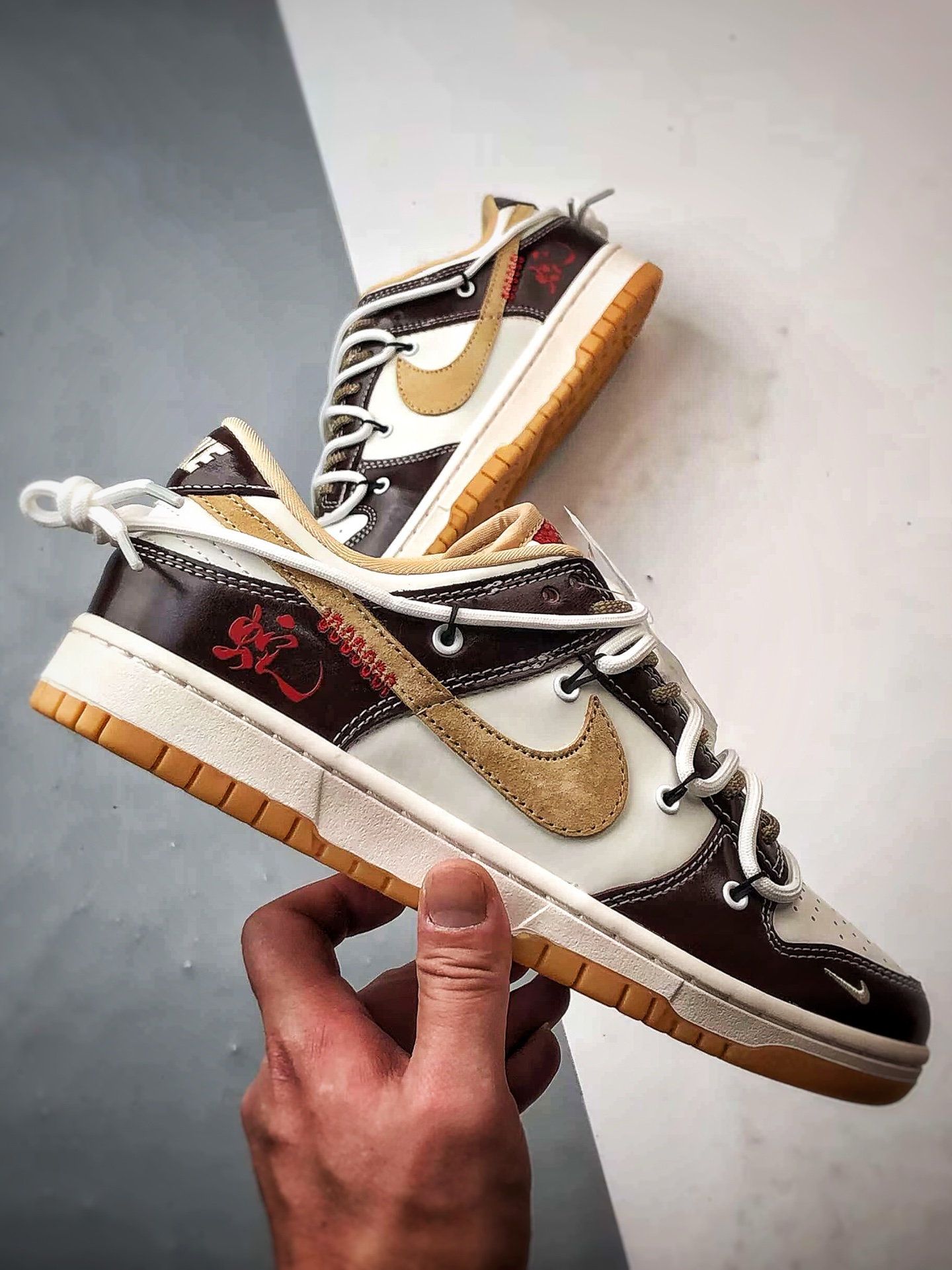 310 NK Dunk Low Retro ”DIY高端定制” 蛇年白棕解构绑带 低帮休闲运动板鞋  YX5066-290
