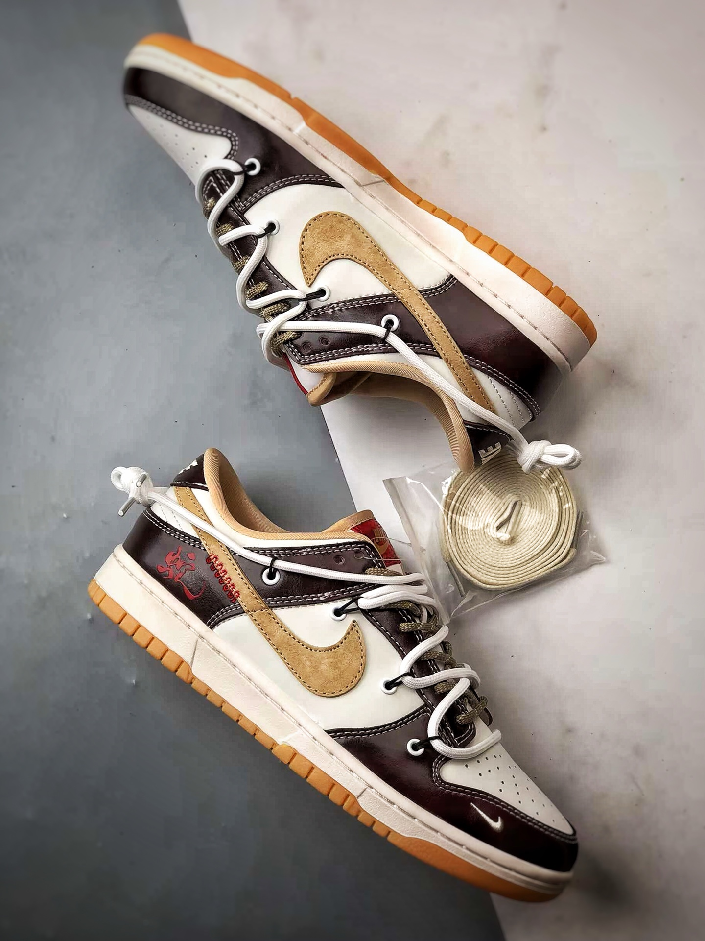 310 NK Dunk Low Retro ”DIY高端定制” 蛇年白棕解构绑带 低帮休闲运动板鞋  YX5066-290