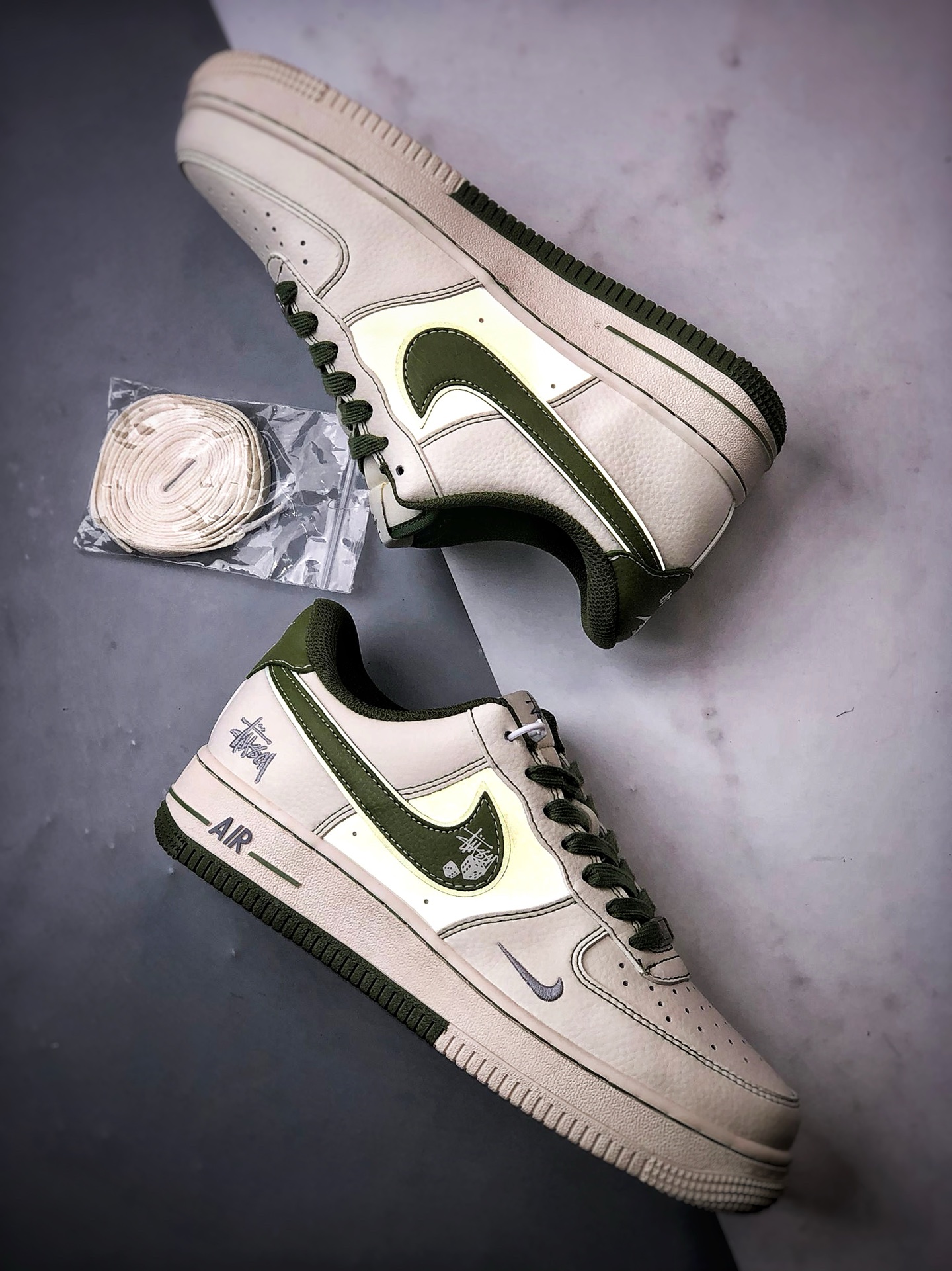 280 Stussy x Air Force 1 Low 骰子米白绿  XS1958-525