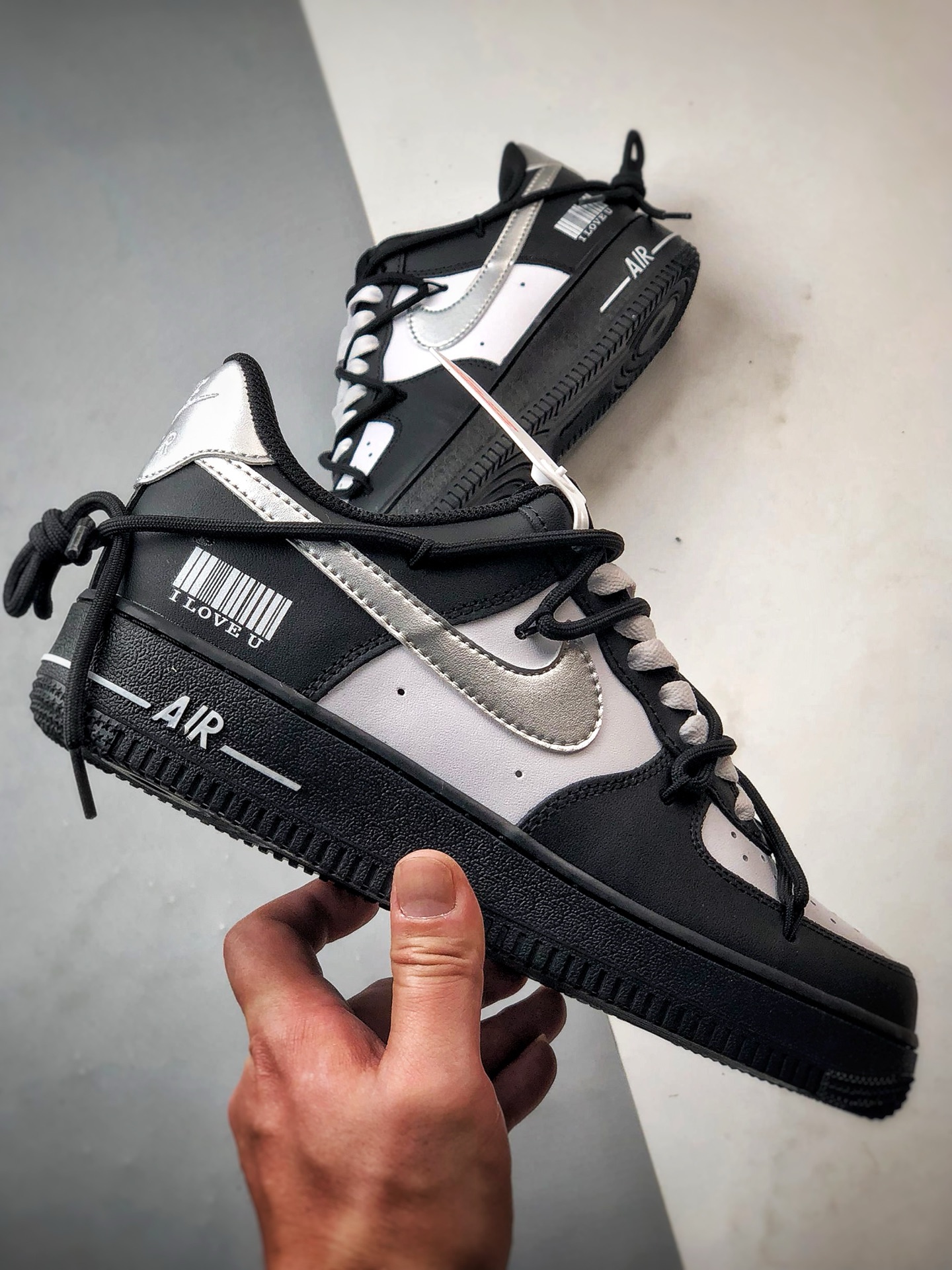 280 【定制球鞋】Air Force 1 Low 银翼熊猫 黑白解构绑带 经典休闲运动板鞋 ZH0316-064