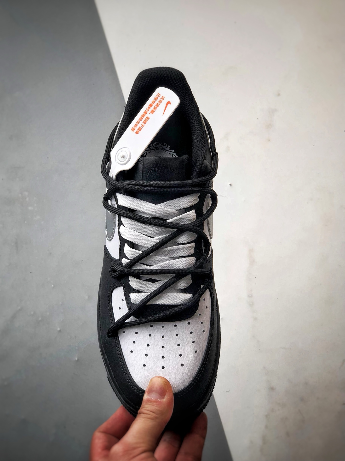 280 【定制球鞋】Air Force 1 Low 银翼熊猫 黑白解构绑带 经典休闲运动板鞋 ZH0316-064