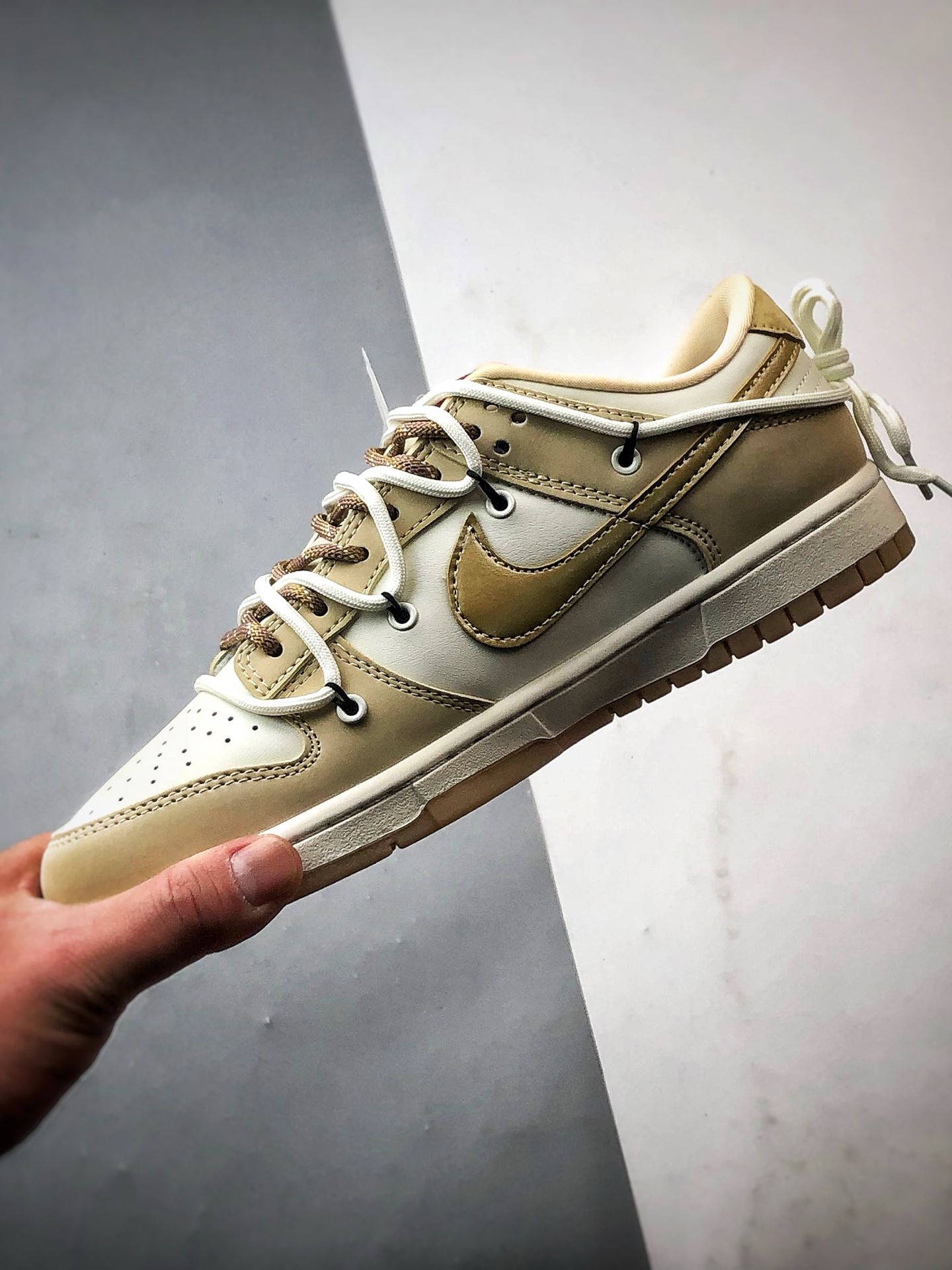 310 NK Dunk Low Retro ”DIY高端定制” 蛇年米白卡其解构绑带 低帮休闲运动板鞋  YX5066-291
