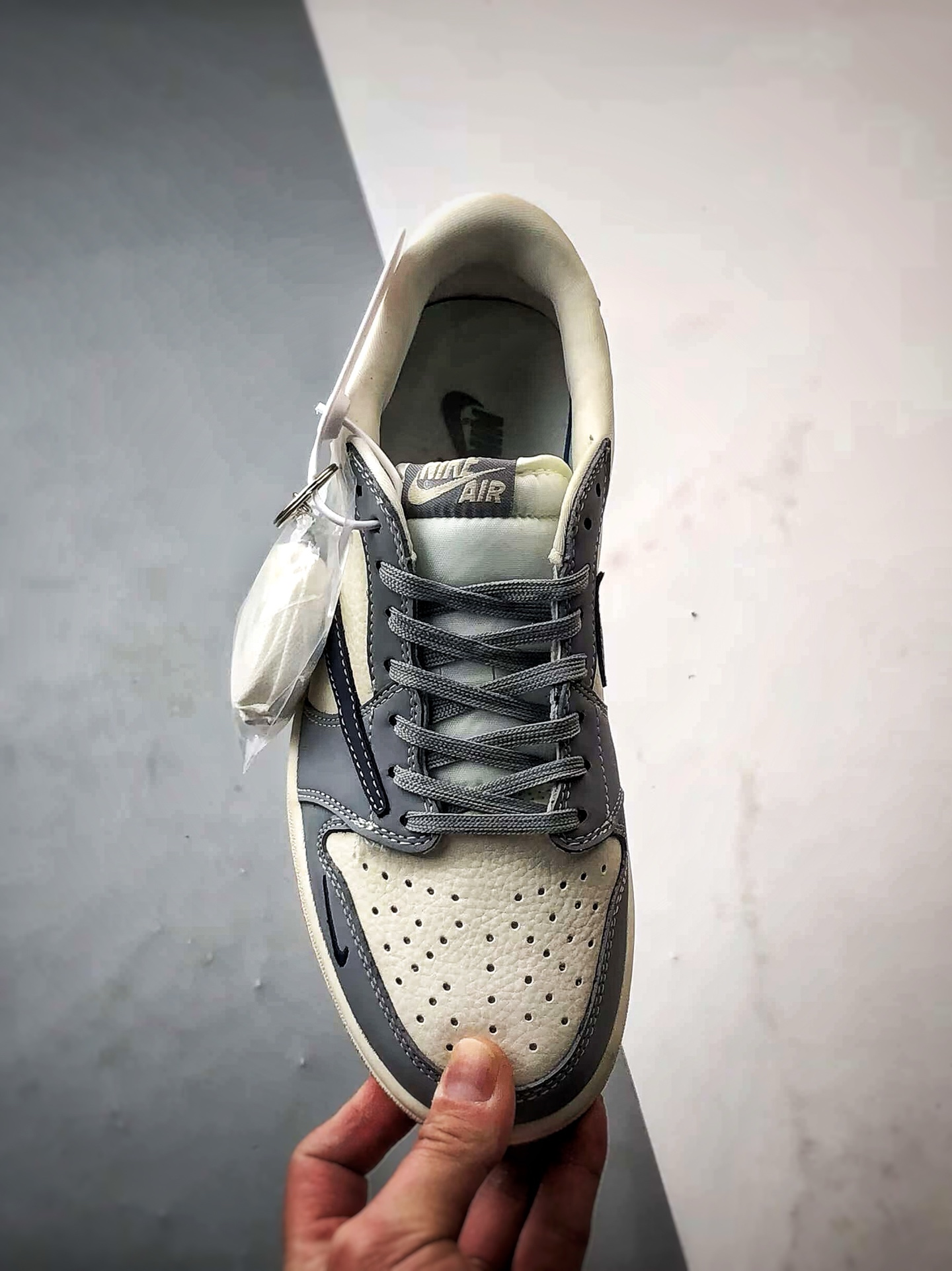 290 Air Jordan 1 Low OG ”高端定制” 鬼脸米灰蓝生胶倒钩   LD2025-005