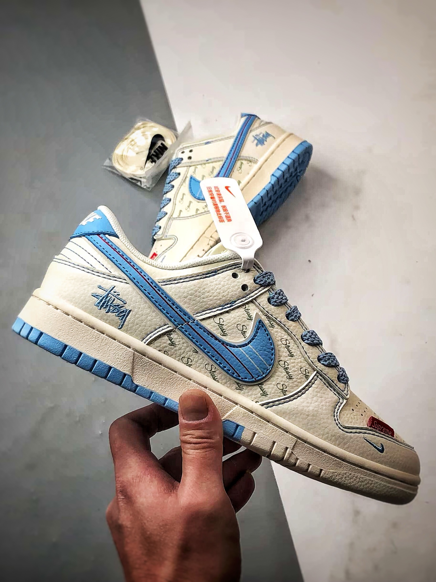 290 NK Dunk Low Retro ”DIY高端定制” 斯图西米白蓝 低帮休闲运动板鞋 XS6089-534