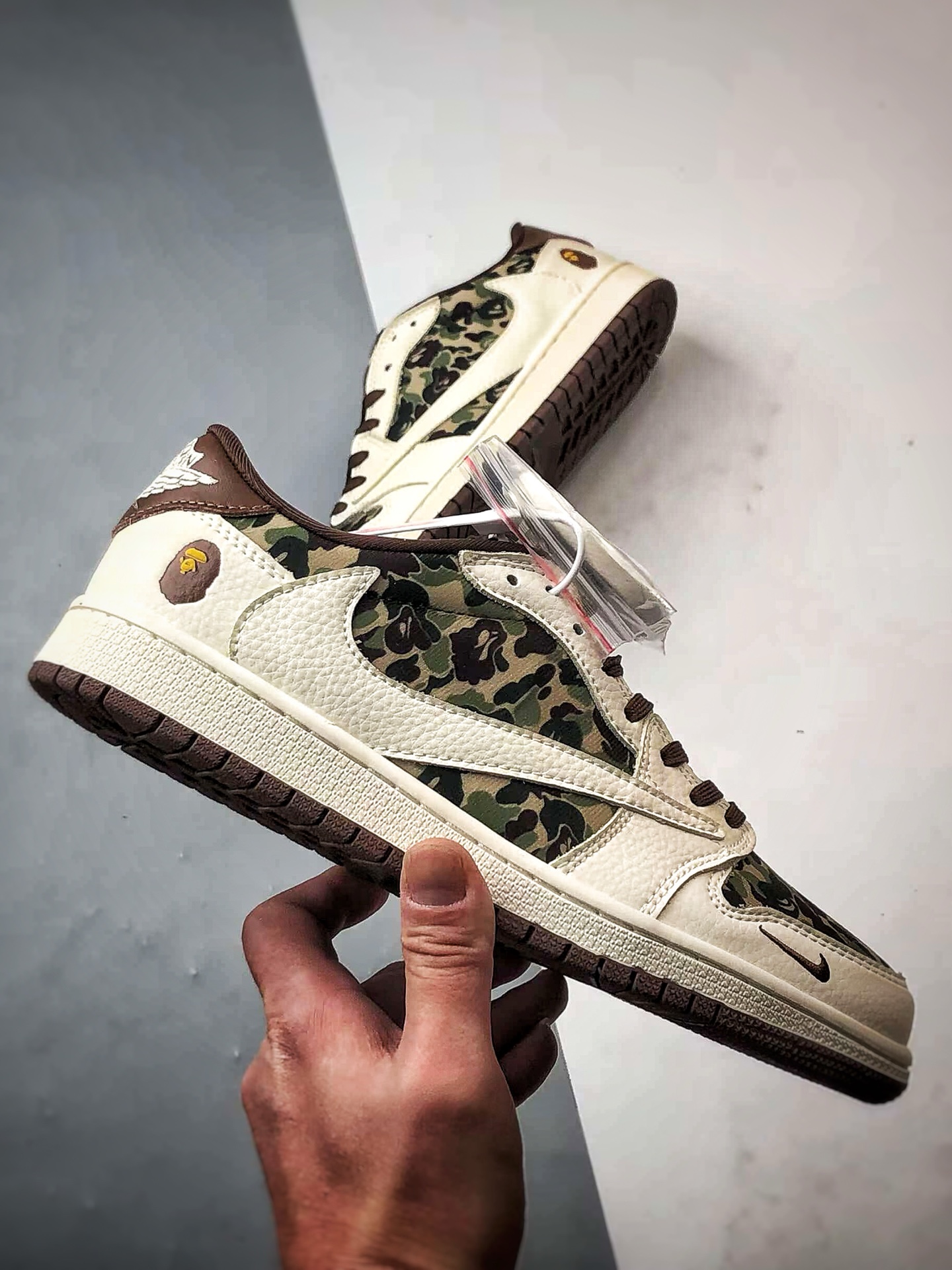 290 Air Jordan 1 Low OG ”高端定制” Bape米棕绿迷彩倒钩 XS2024-019