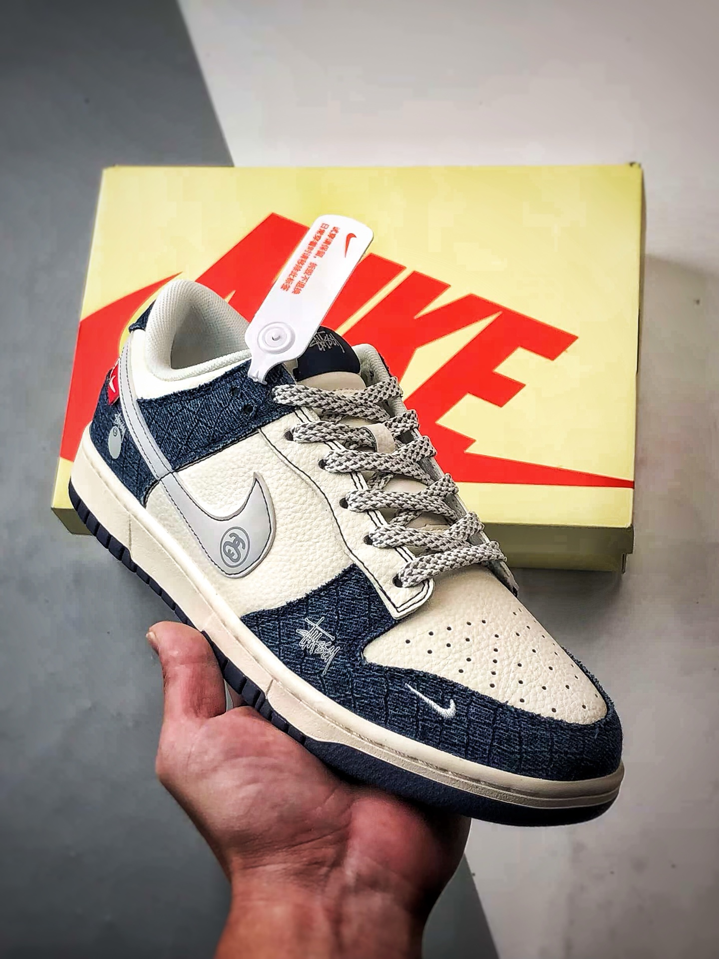 290 NK Dunk Low Retro ”DIY高端定制” 斯图西白蓝牛仔布 低帮休闲运动板鞋   ZH2598-268