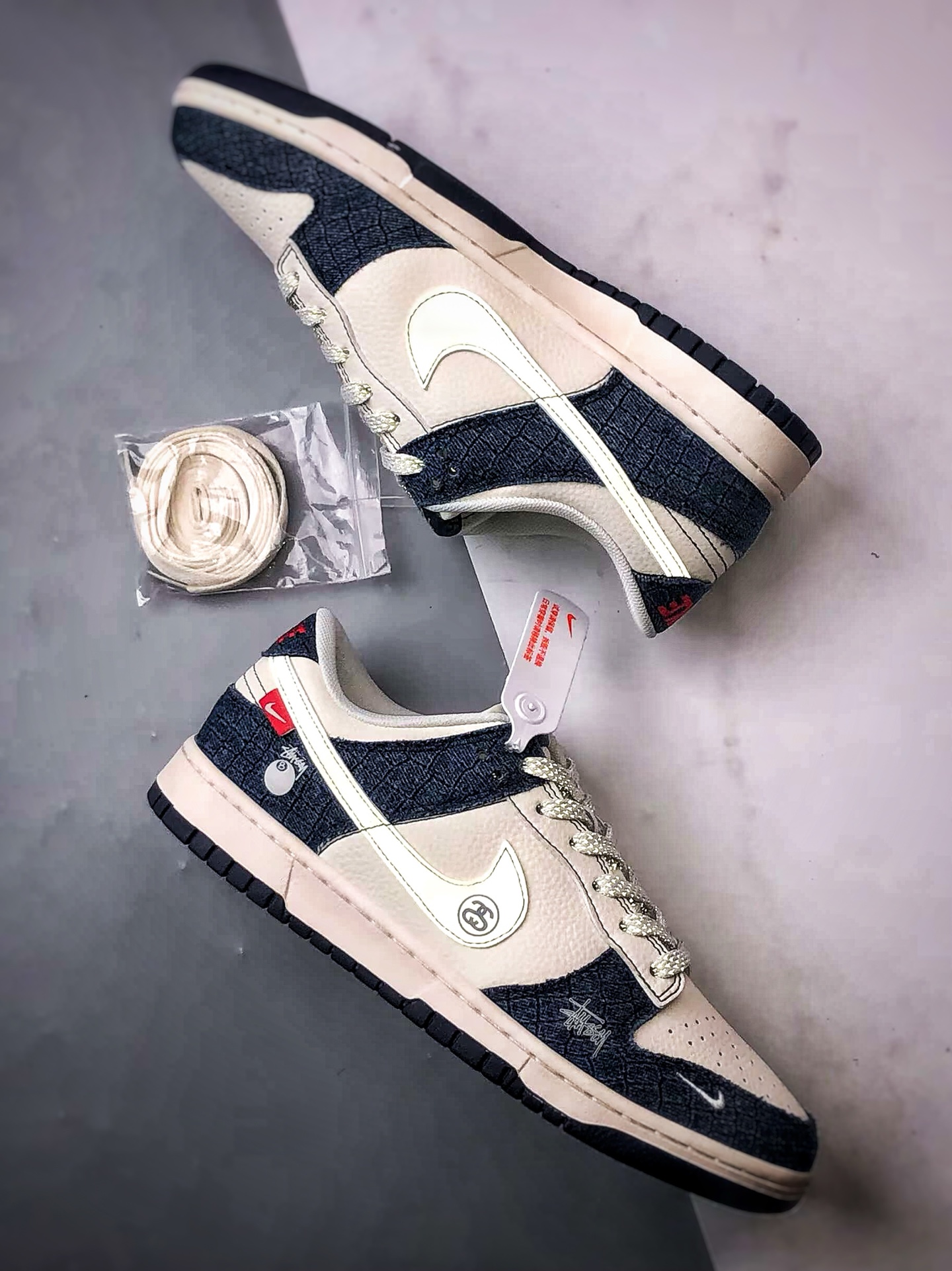 290 NK Dunk Low Retro ”DIY高端定制” 斯图西白蓝牛仔布 低帮休闲运动板鞋   ZH2598-268