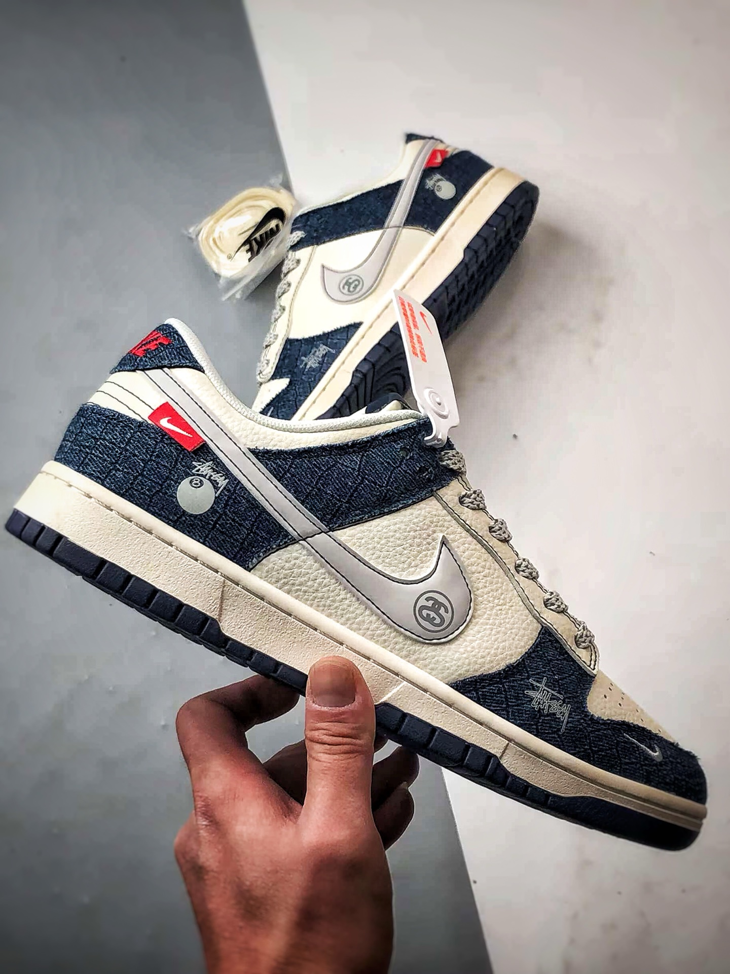 290 NK Dunk Low Retro ”DIY高端定制” 斯图西白蓝牛仔布 低帮休闲运动板鞋   ZH2598-268