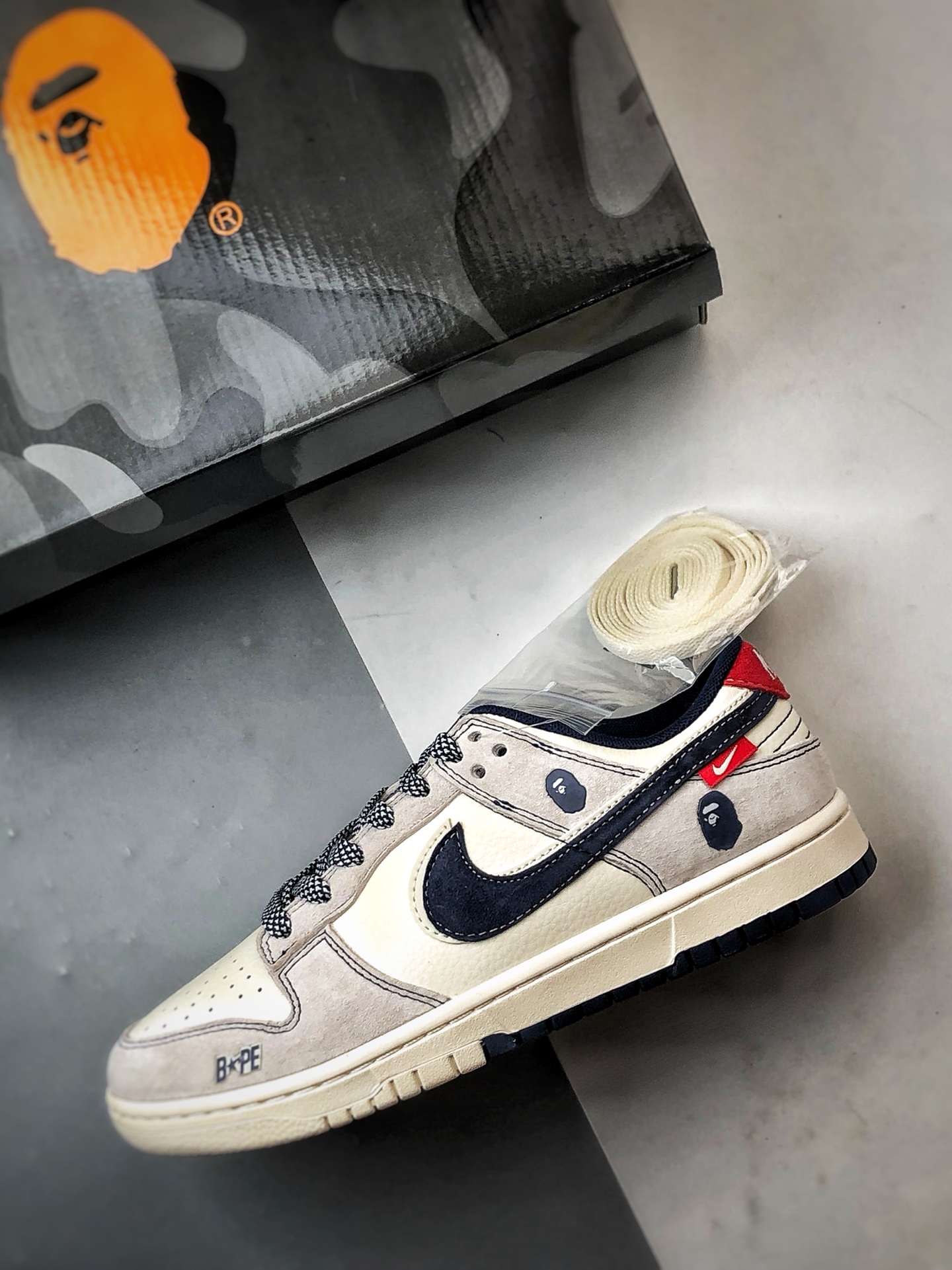 290 NK Dunk Low Retro ”DIY高端定制” Bape米灰蓝 低帮休闲运动板鞋   SJ2558-018
