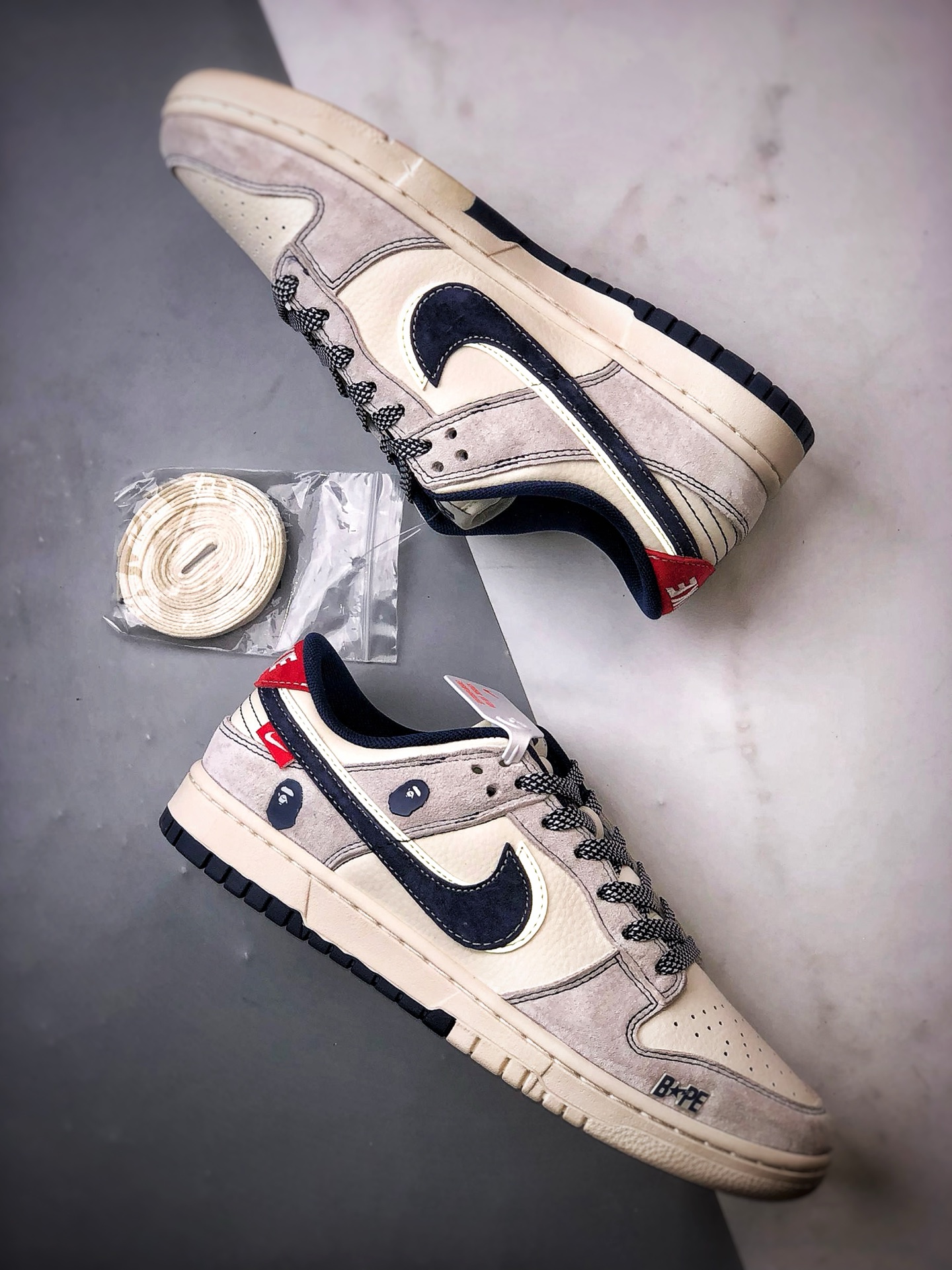 290 NK Dunk Low Retro ”DIY高端定制” Bape米灰蓝 低帮休闲运动板鞋   SJ2558-018