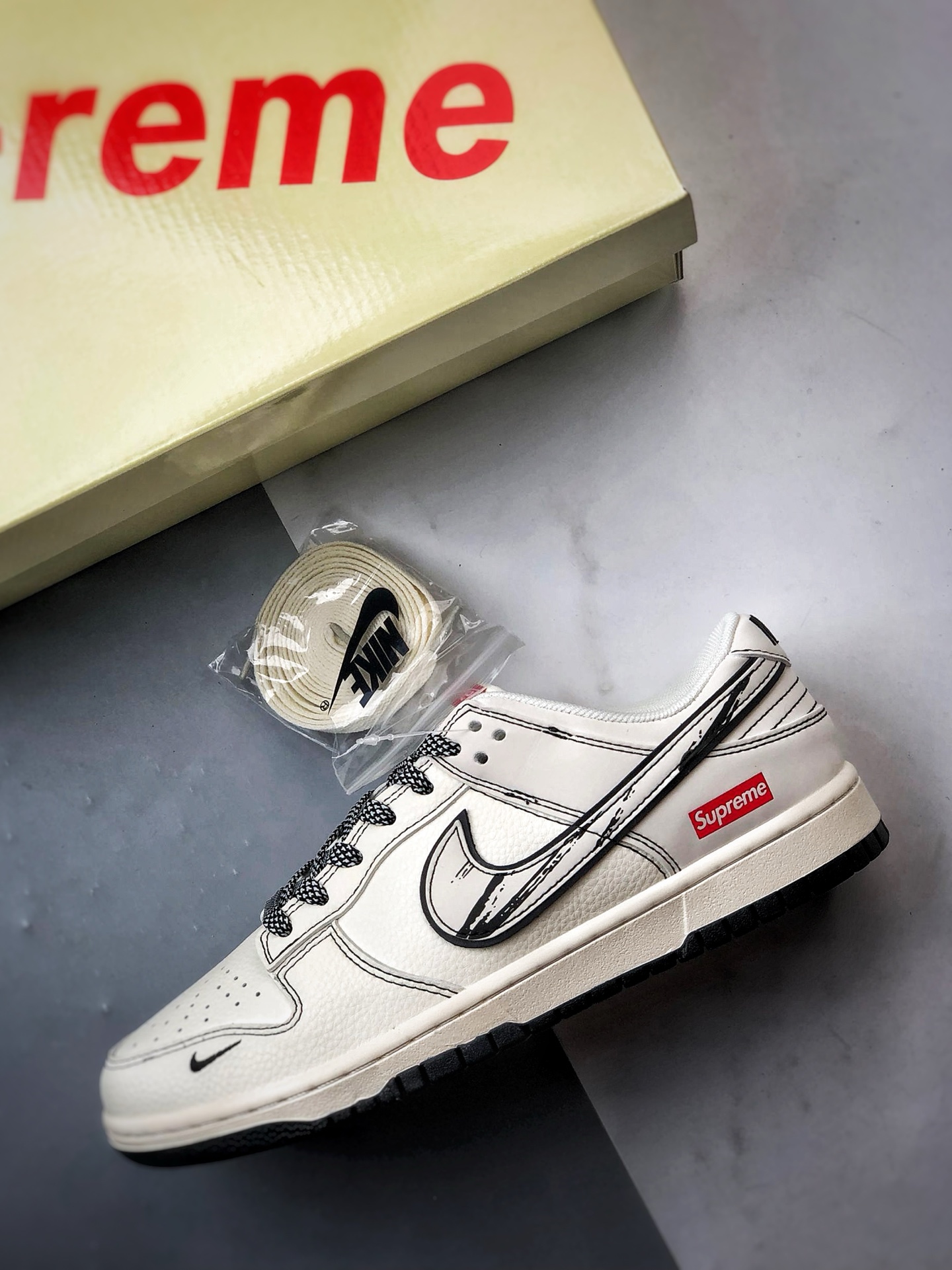 290 NK Dunk Low Retro ”DIY高端定制” Sup米白黑反光 低帮休闲运动板鞋   JJ2508-560